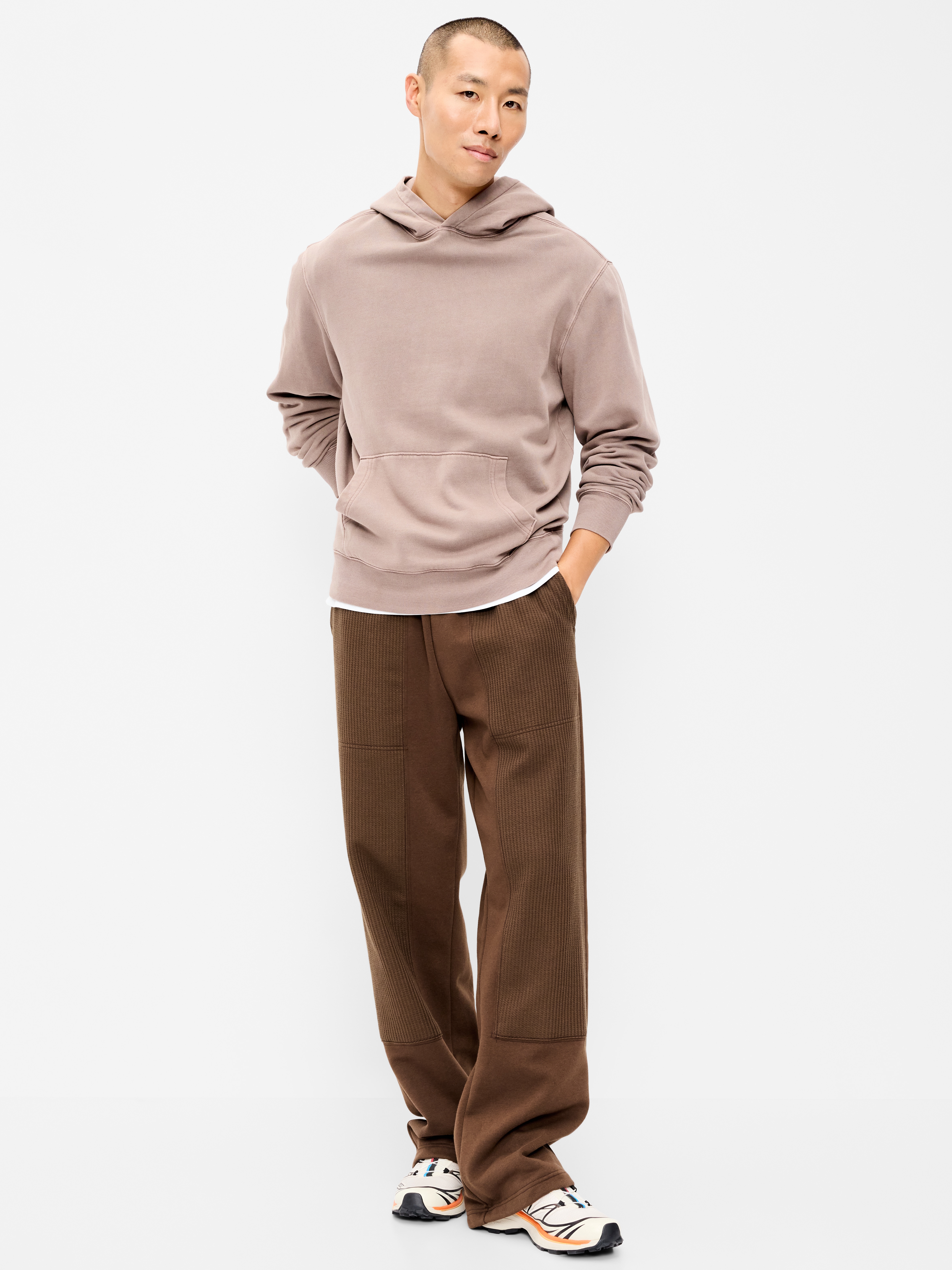 Baggy Waffle-Knit Utility Sweatpants - Dark Walnut - 1