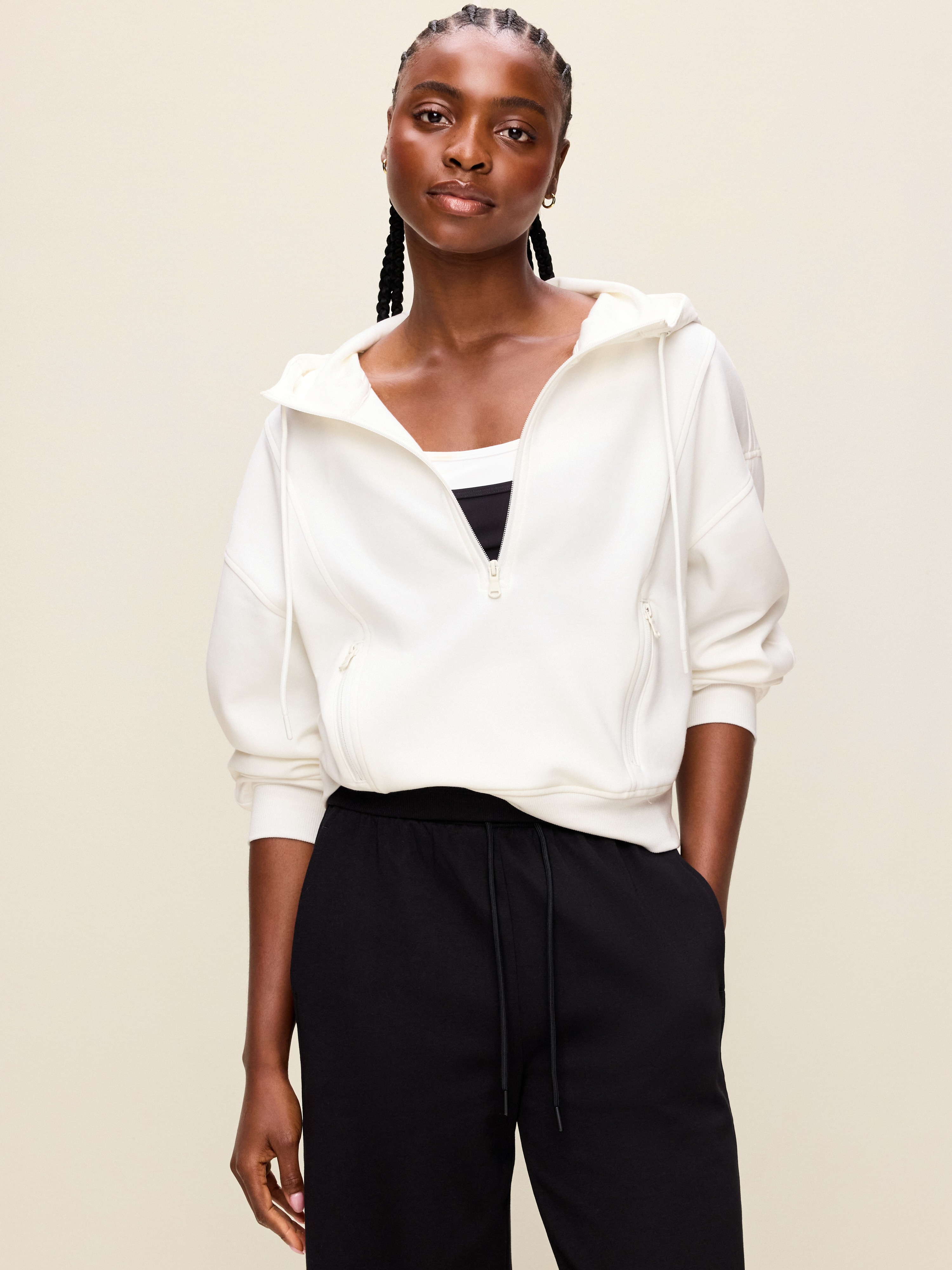 Dynamic Fleece Half-Zip Hoodie Sweatshirt - Magnolia - 1