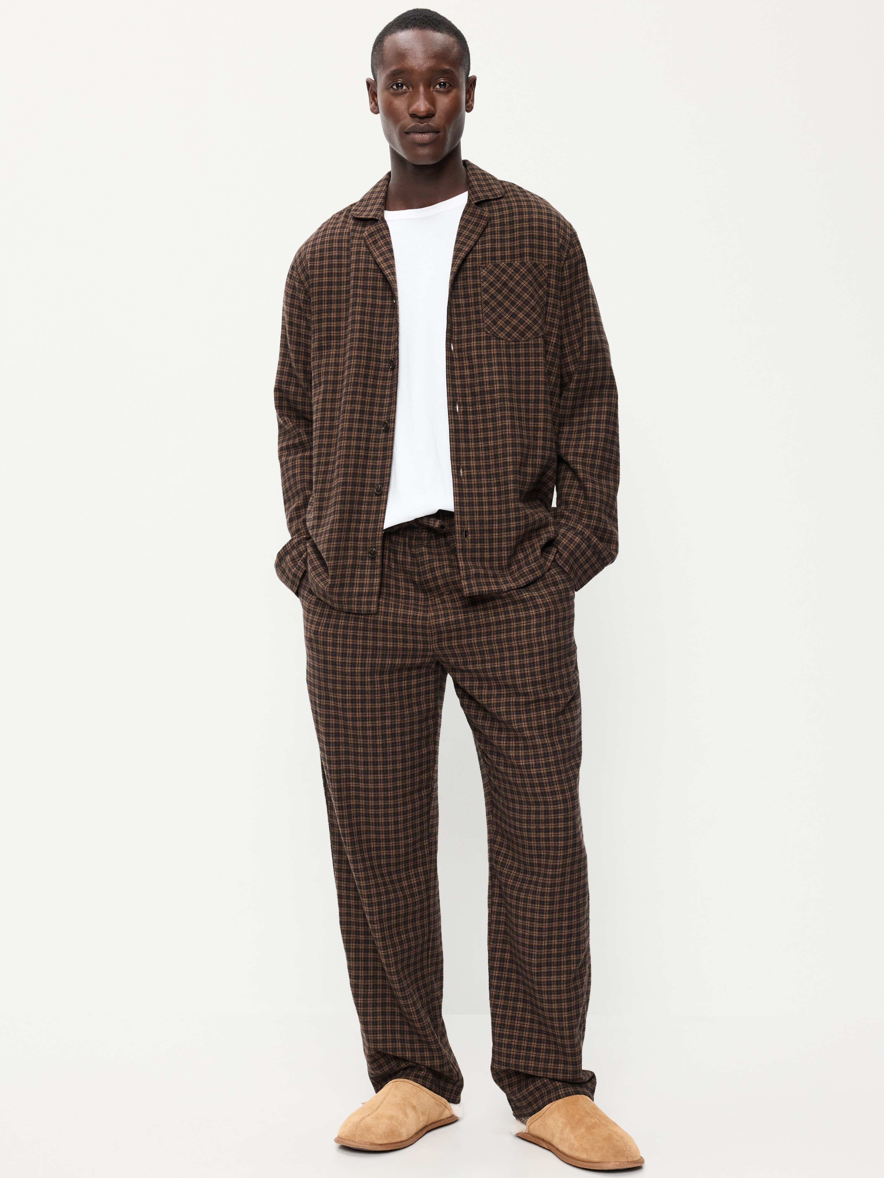 Flannel Pajama Pant Set for Men - Gray Tweed - 1
