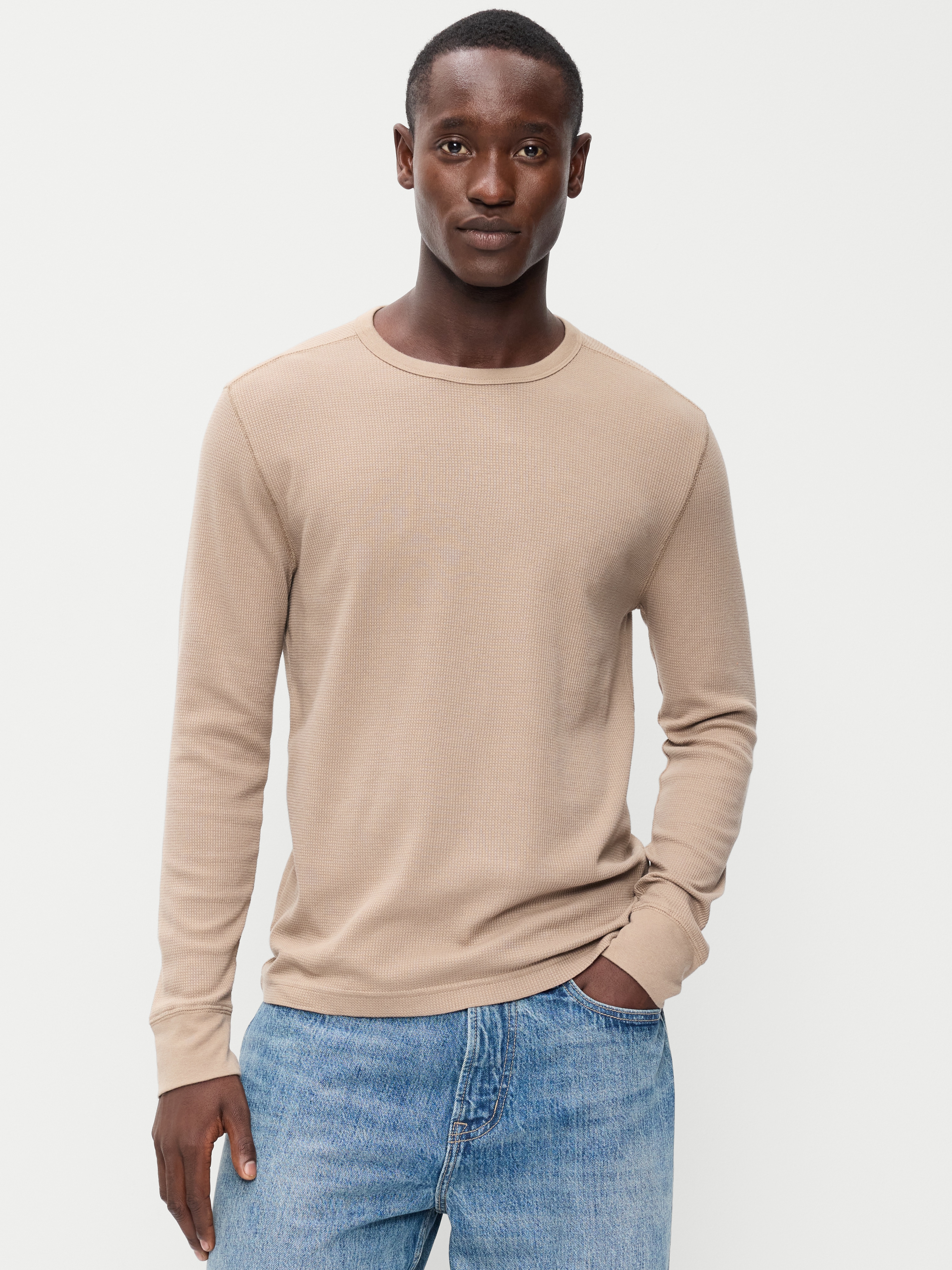 Crew-Neck Waffle T-Shirt - Chocolate Malted - 1