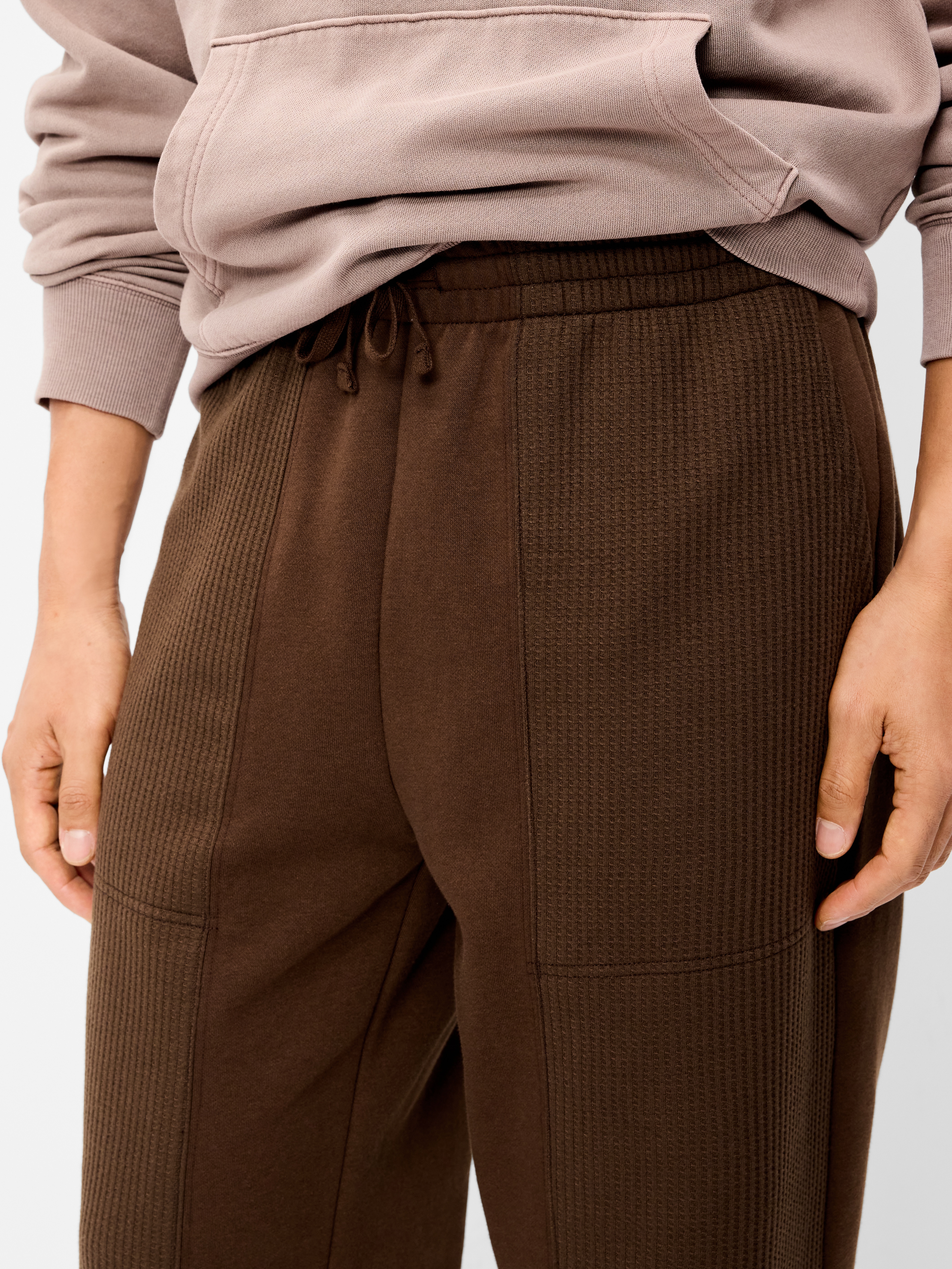 Baggy Waffle-Knit Utility Sweatpants - Dark Walnut - 4