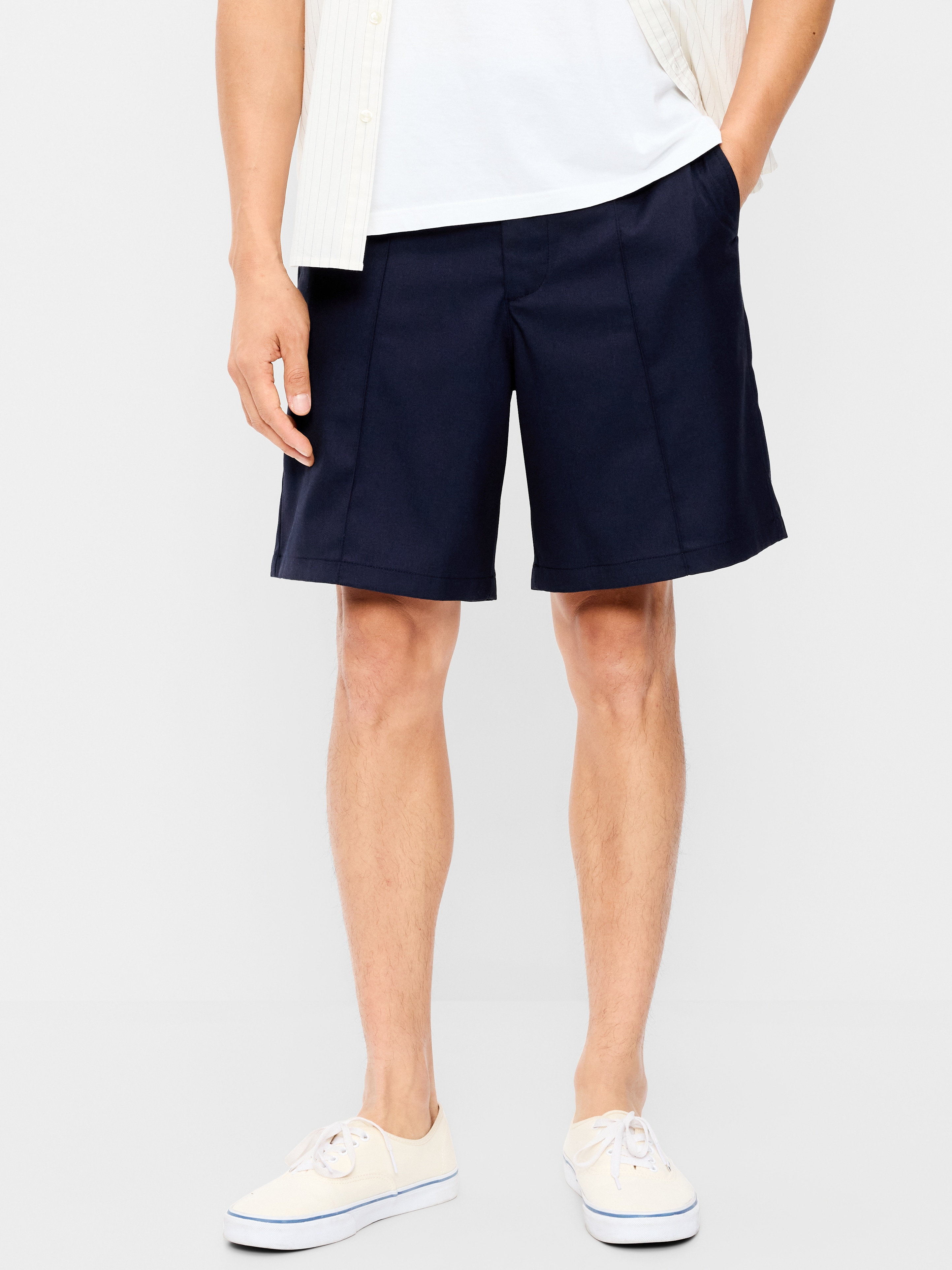 Baggy Creased Twill Dress Shorts -- 8-inch inseam - In the Navy - 2