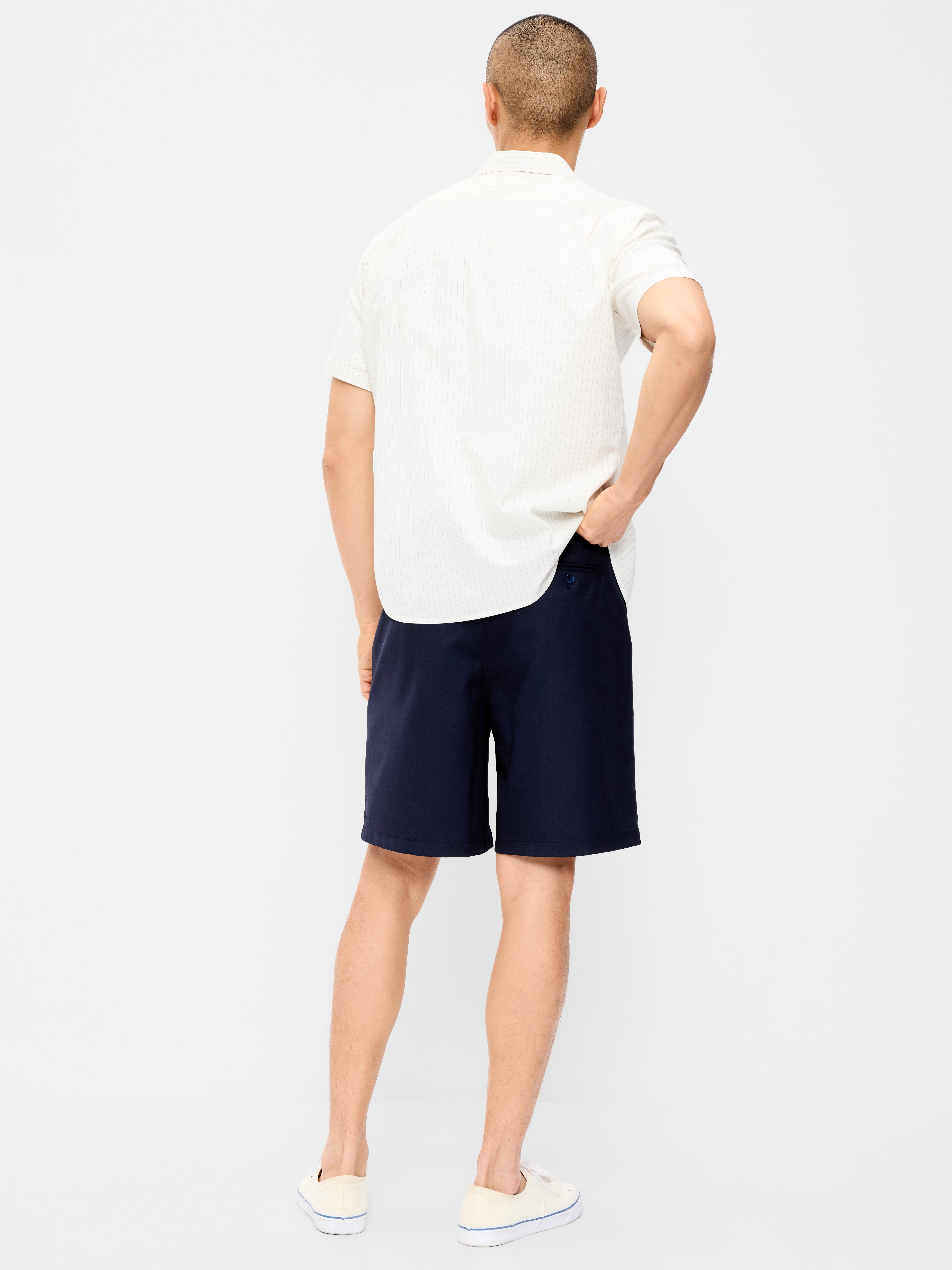 Baggy Creased Twill Dress Shorts -- 8-inch inseam - In the Navy - 3