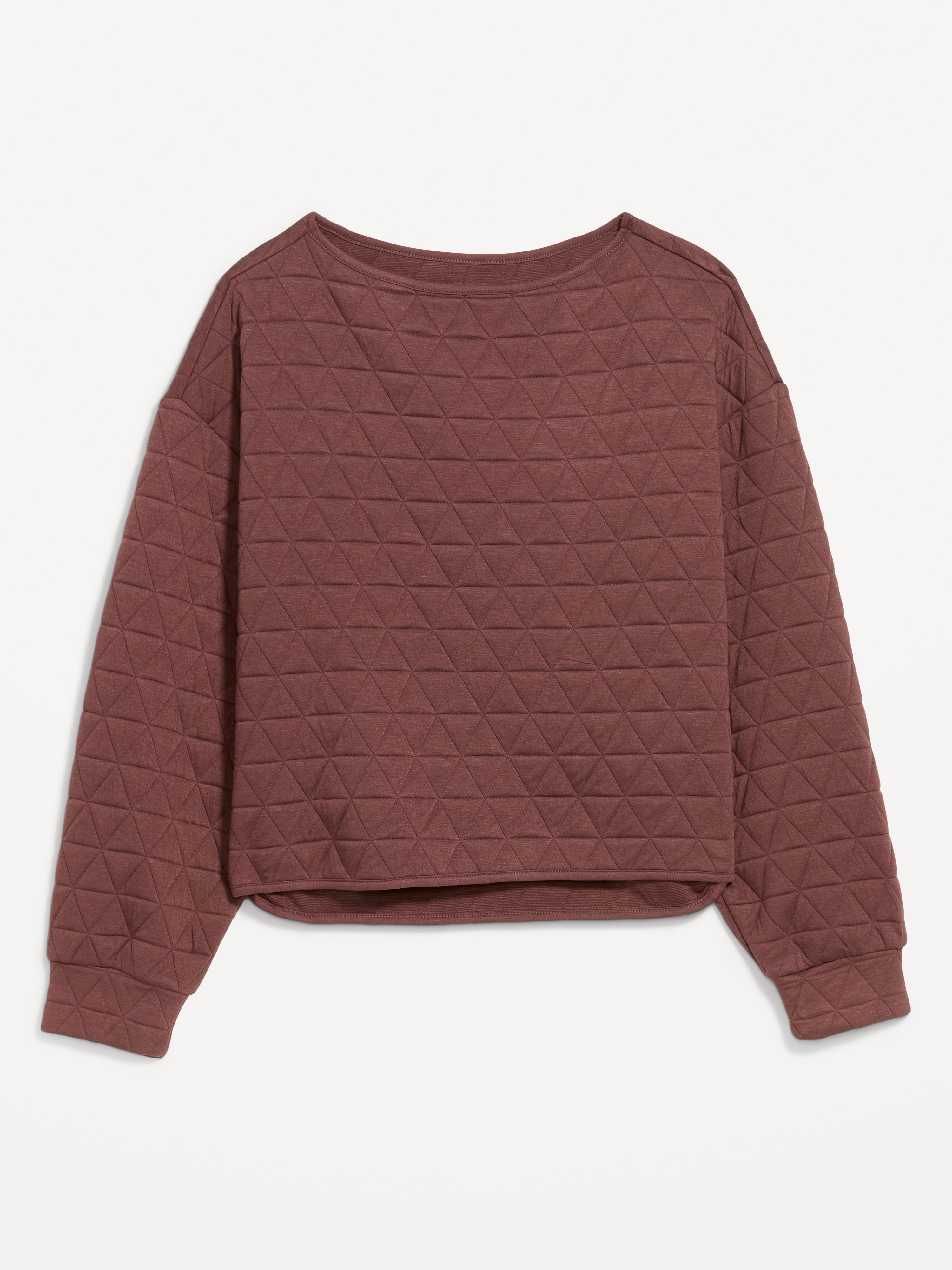 Quilted Bounce Fleece Boatneck Sweatshirt - Plum - 1