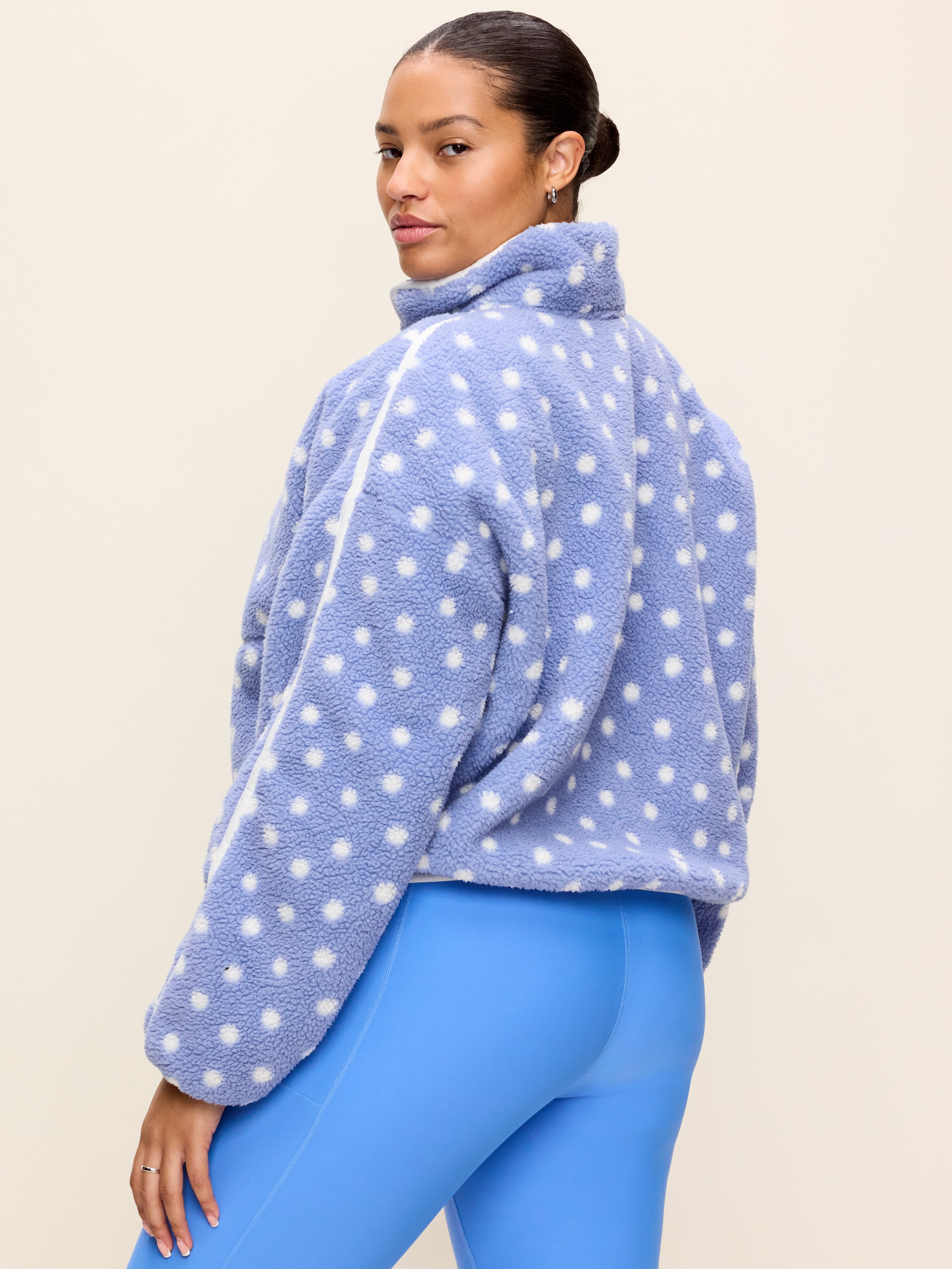 Loose Sherpa Quarter-Zip Pullover - Blue Mosaic - 4