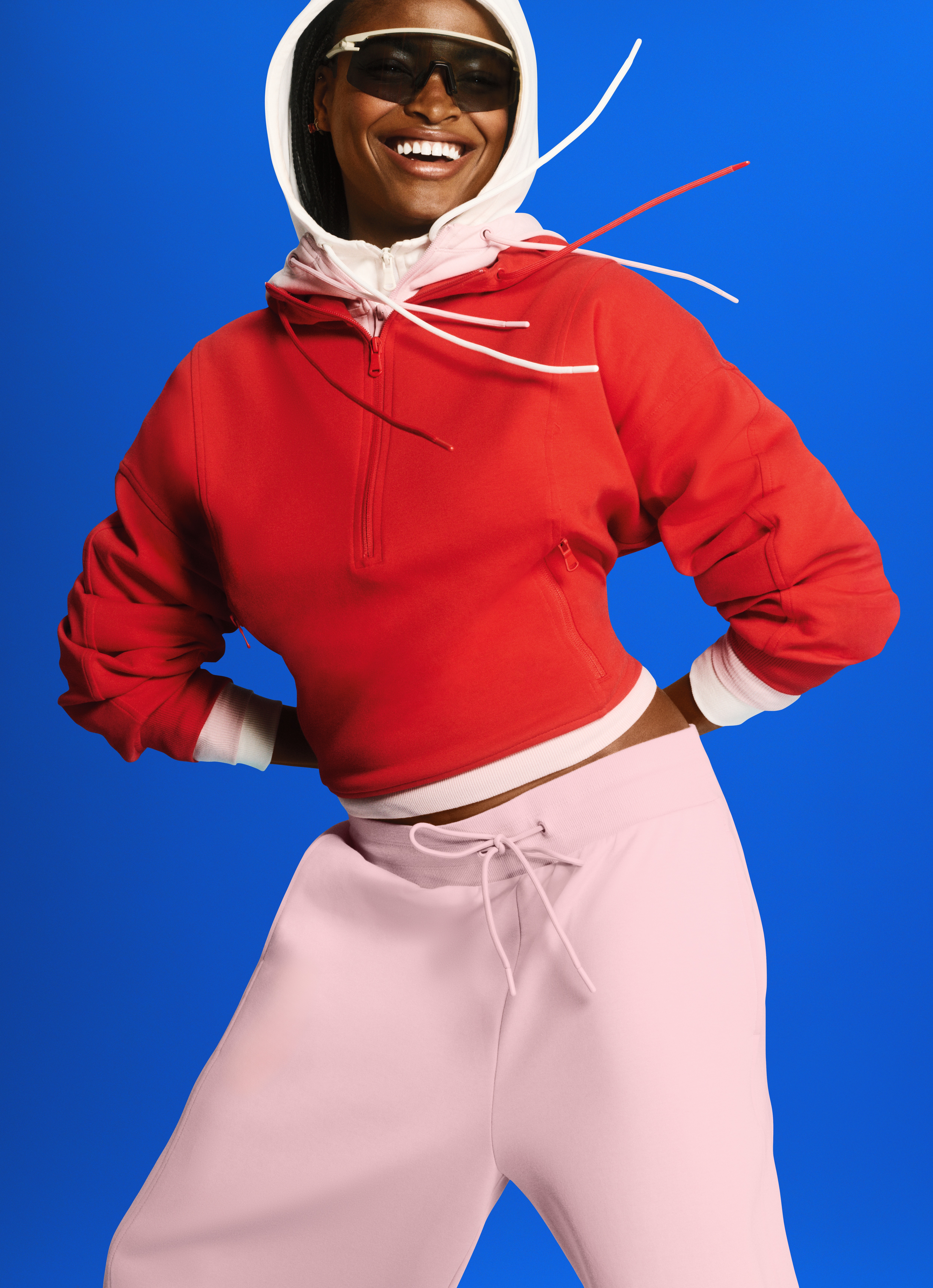 Dynamic Fleece Half-Zip Hoodie Sweatshirt - Bold Red - 1