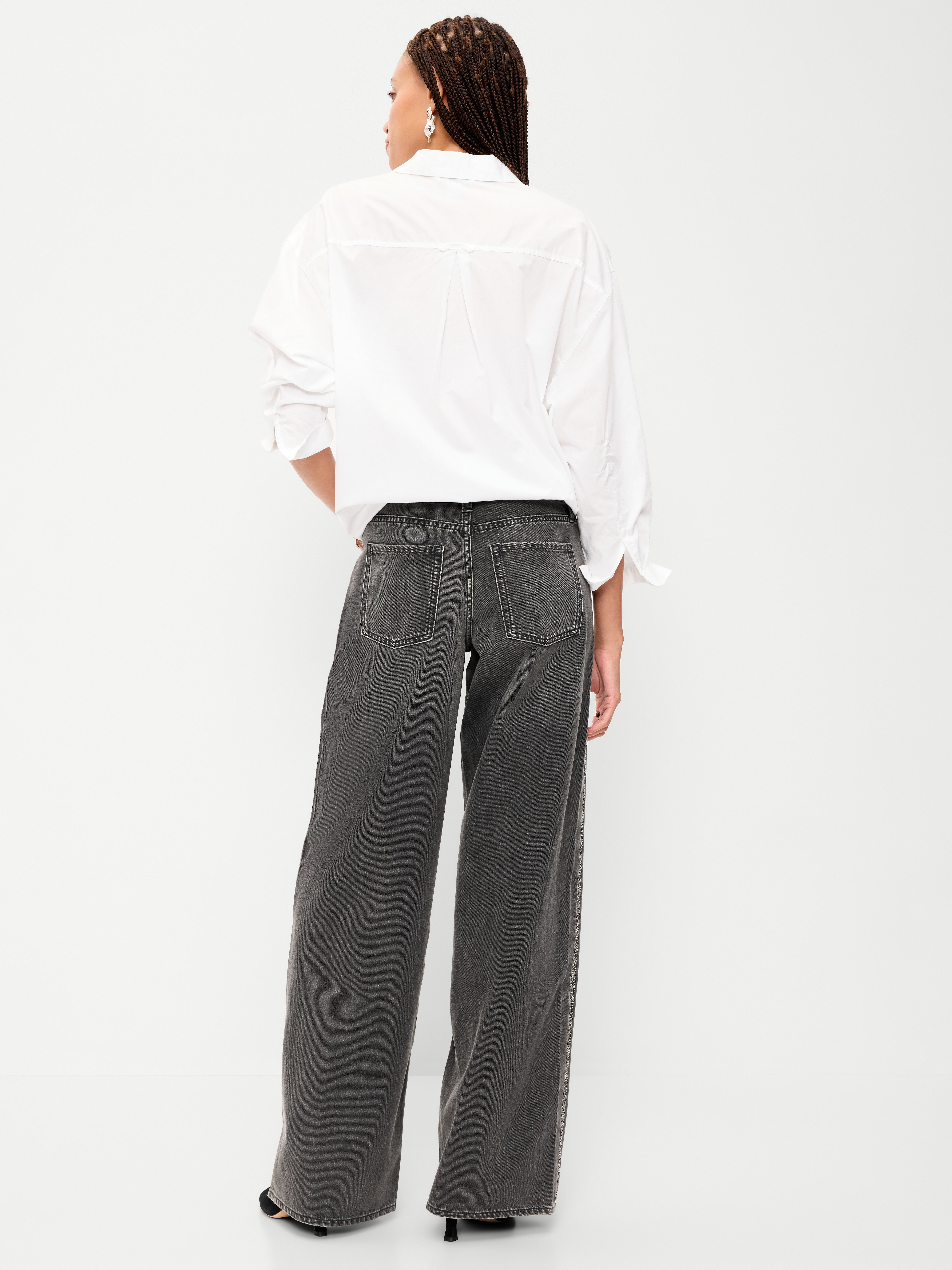 Low-Rise Baggy Wide-Leg Jeans - Amber Black - 3