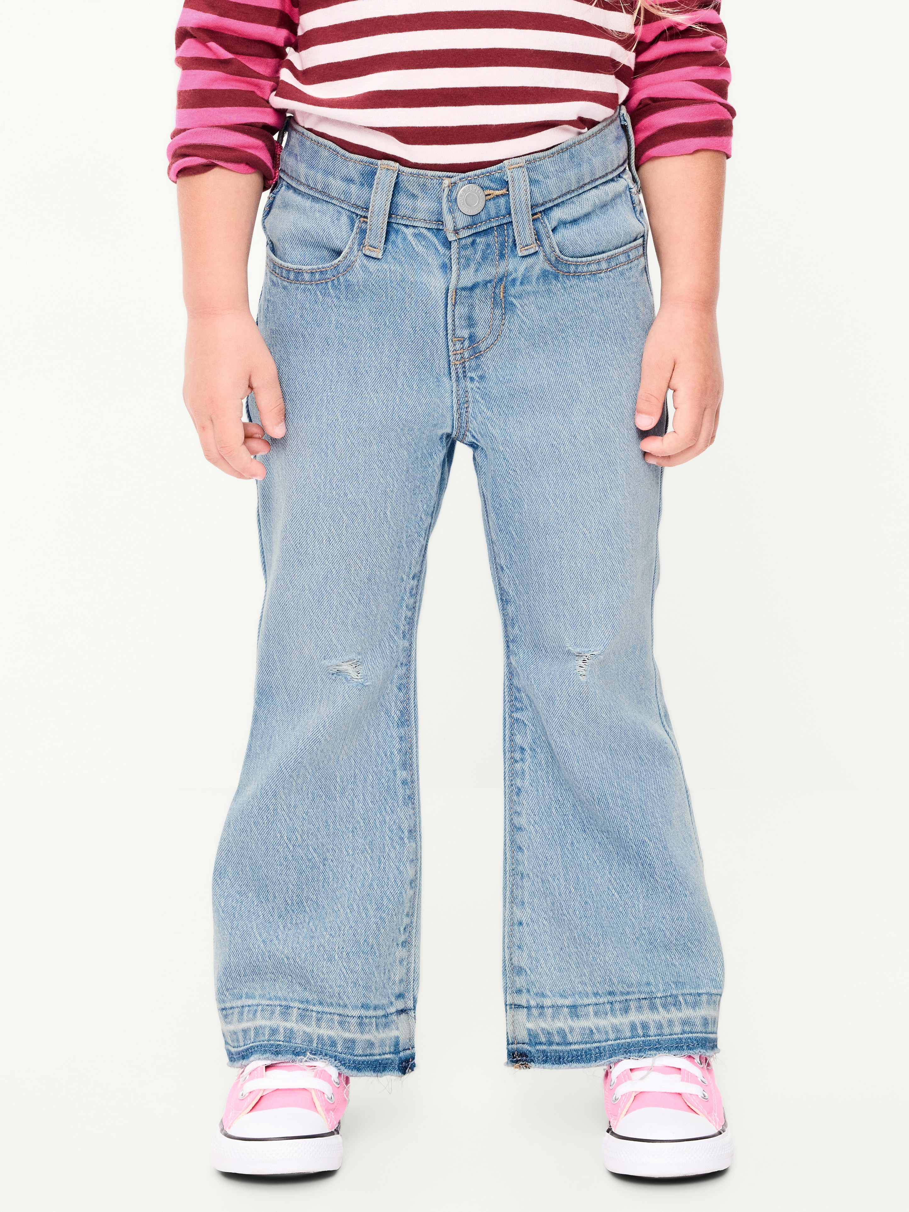 High-Waisted Embroidered Flare-Leg Jeans for Toddler Girls - Light Wash - 2