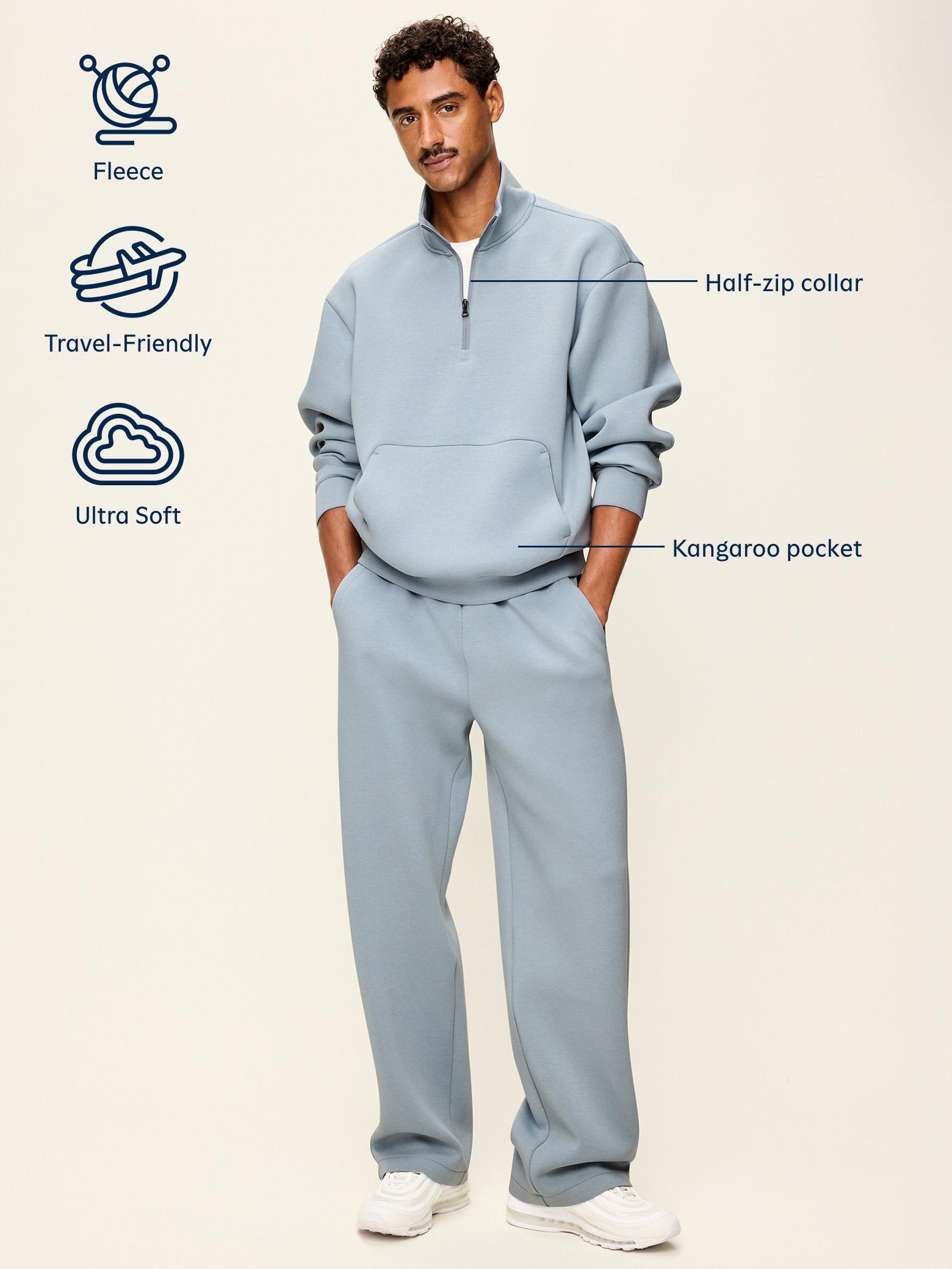 Bounce Fleece Oversized Half-Zip Pullover Sweatshirt - Light Maple - 4