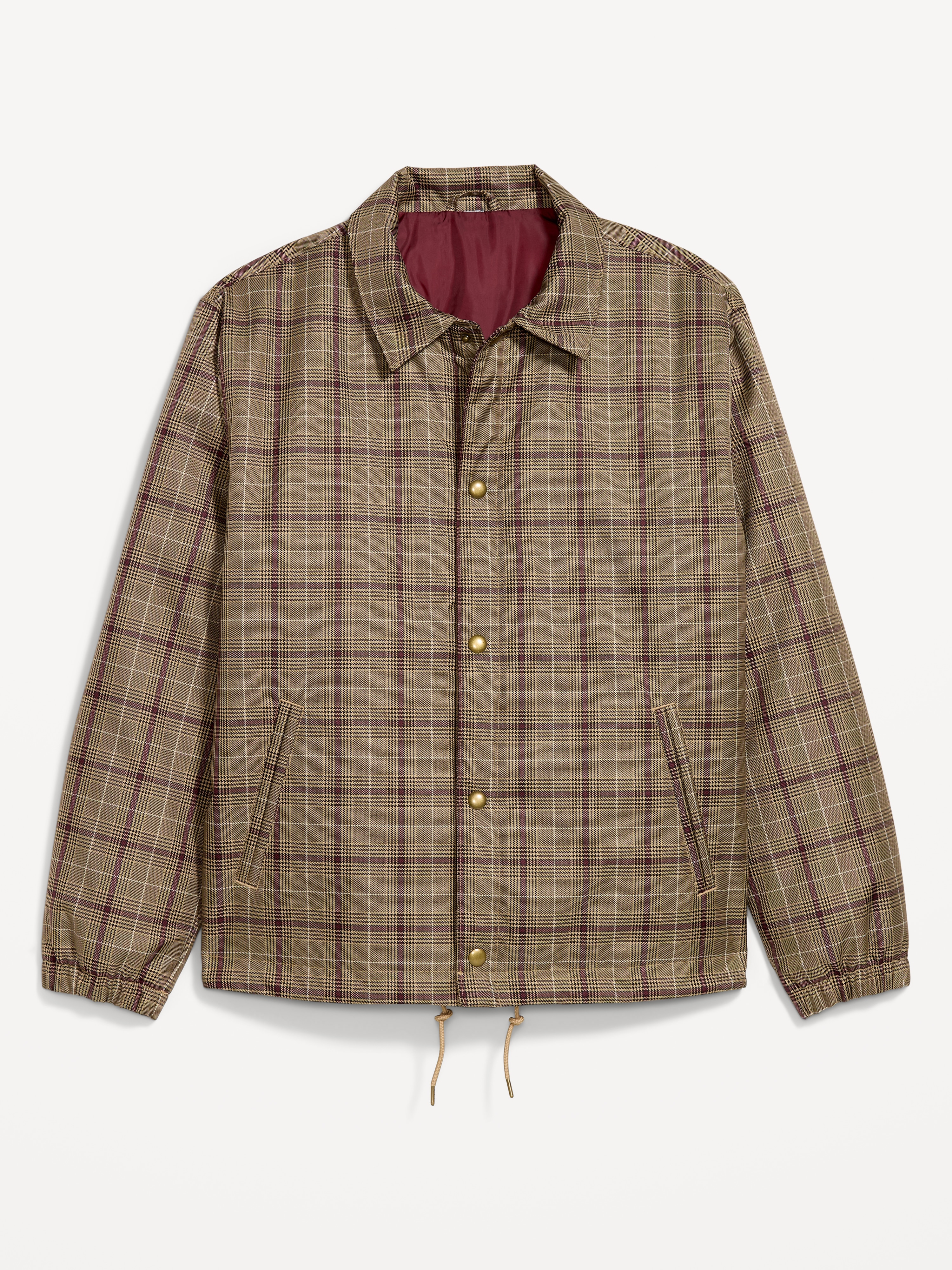 Loose Golf Coach Jacket - Brown Plaid - 1