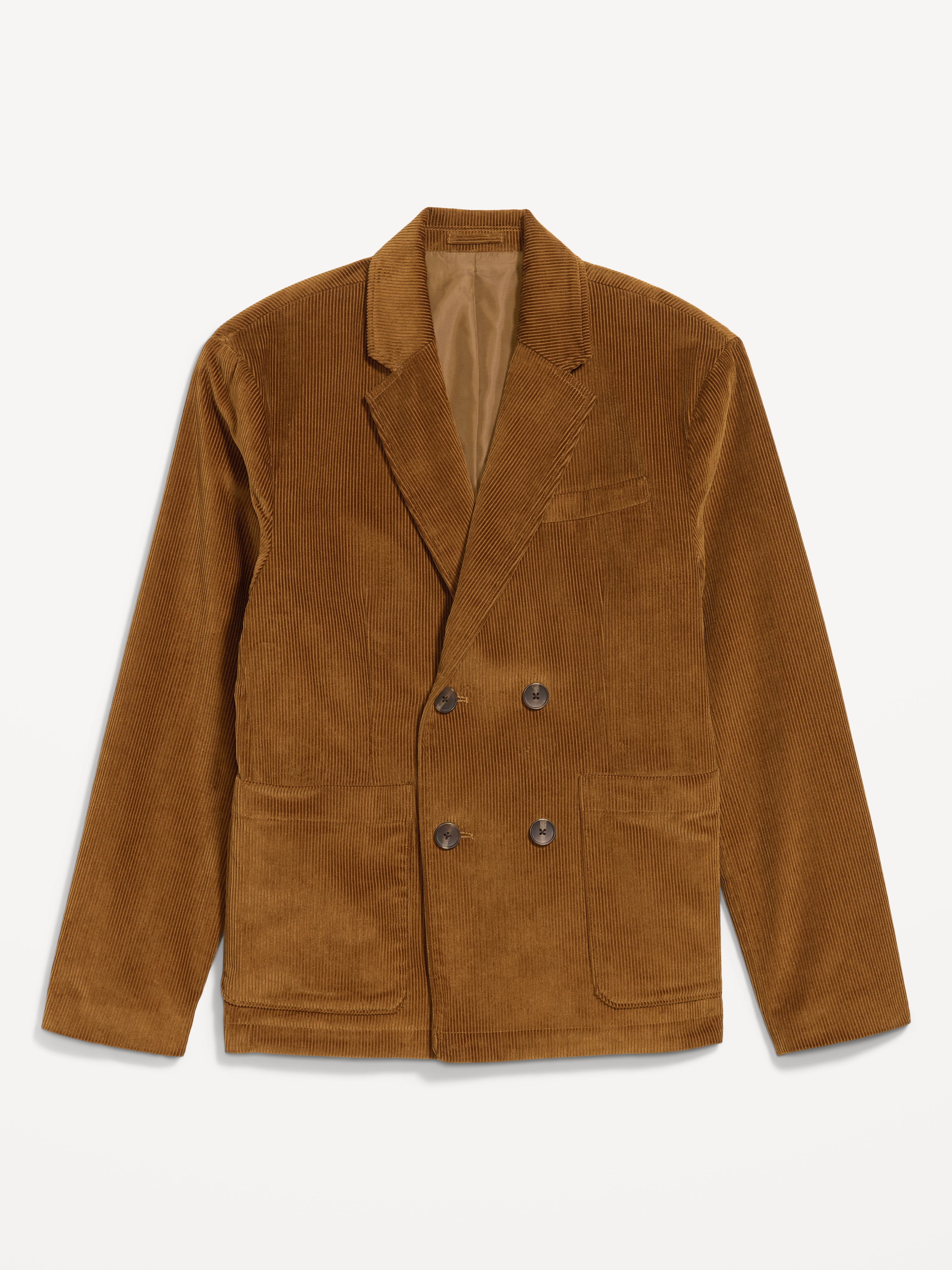 Double-Breasted Corduroy Blazer - DOUBLE BREASTED BLAZER CORD:COFFEE GROUNDS - 1