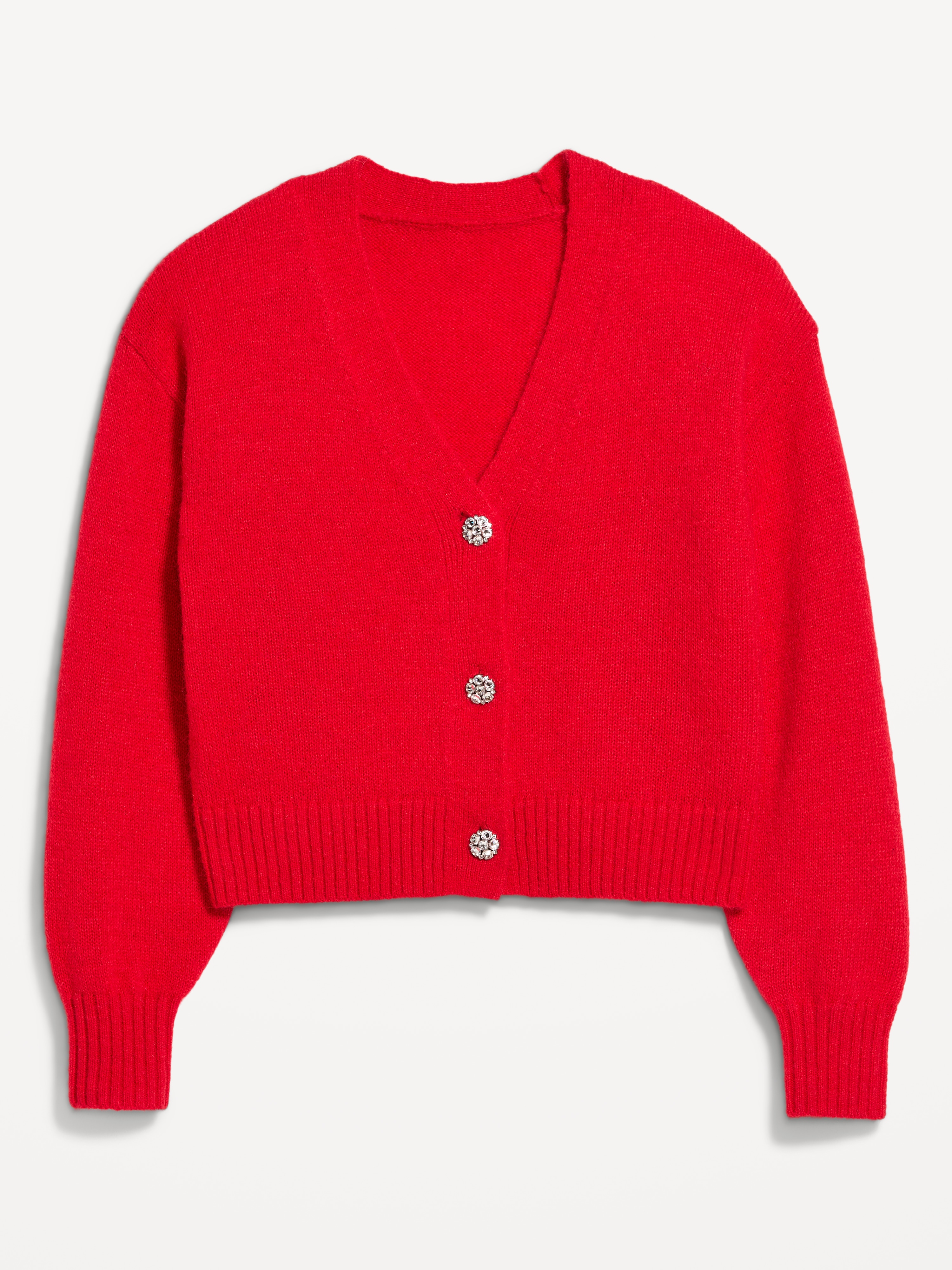 Jeweled Button Cardigan - Scotty Red - 4