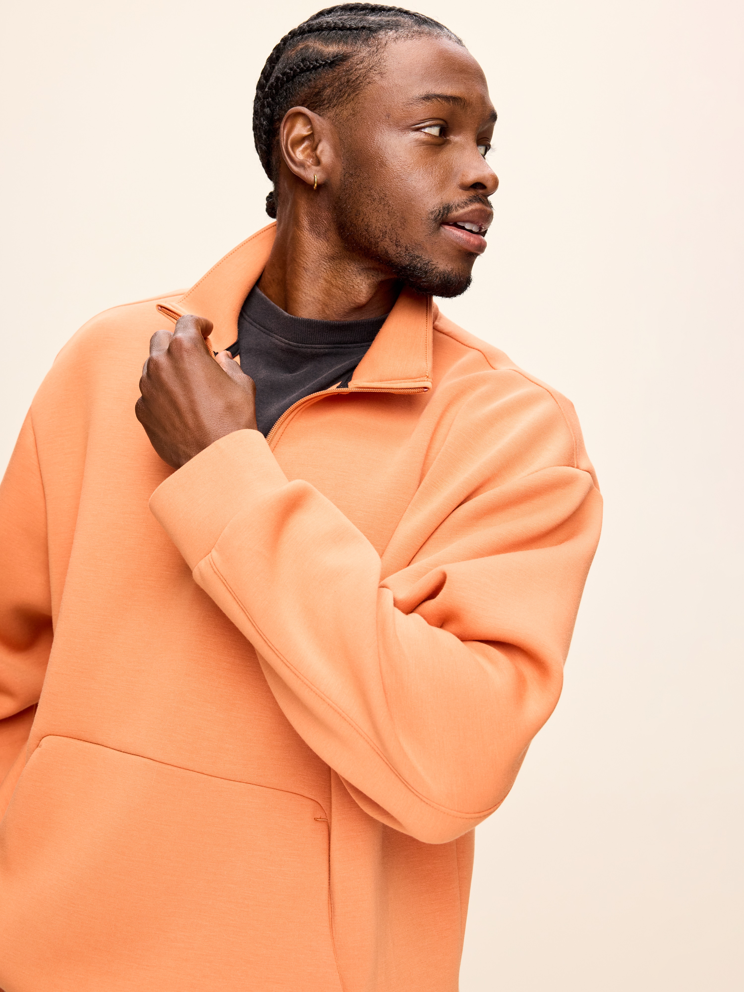 Bounce Fleece Oversized Half-Zip Pullover Sweatshirt - Light Maple - 3