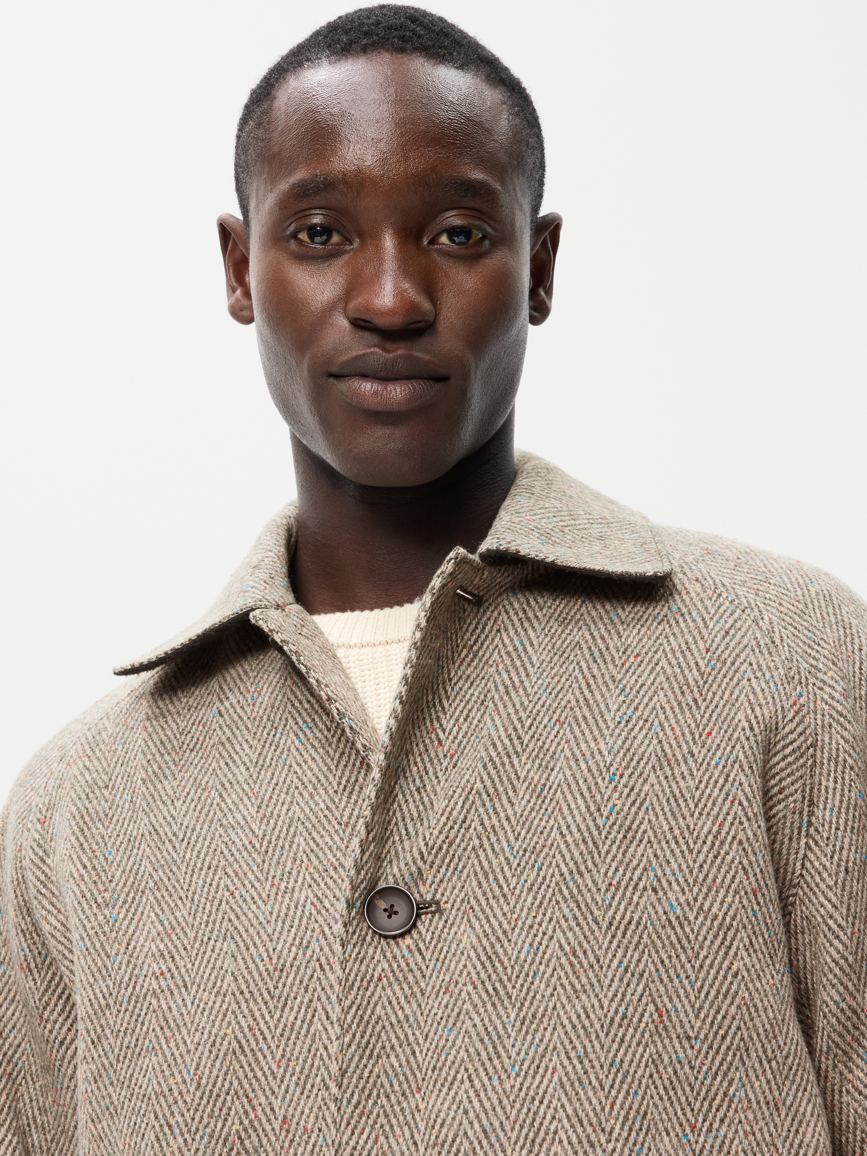 Relaxed Houndstooth Topcoat - Gray Herringbone - 4
