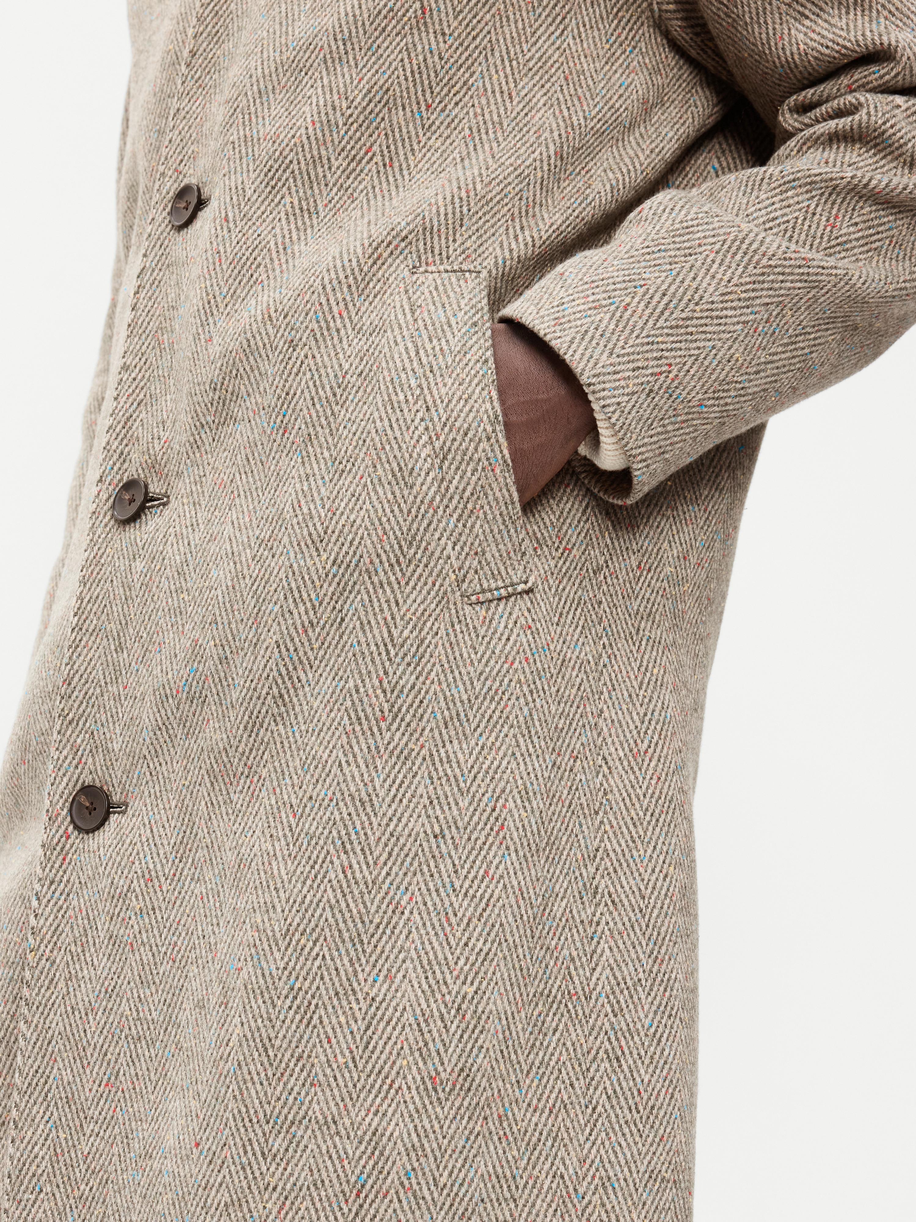 Relaxed Houndstooth Topcoat - Gray Herringbone - 5