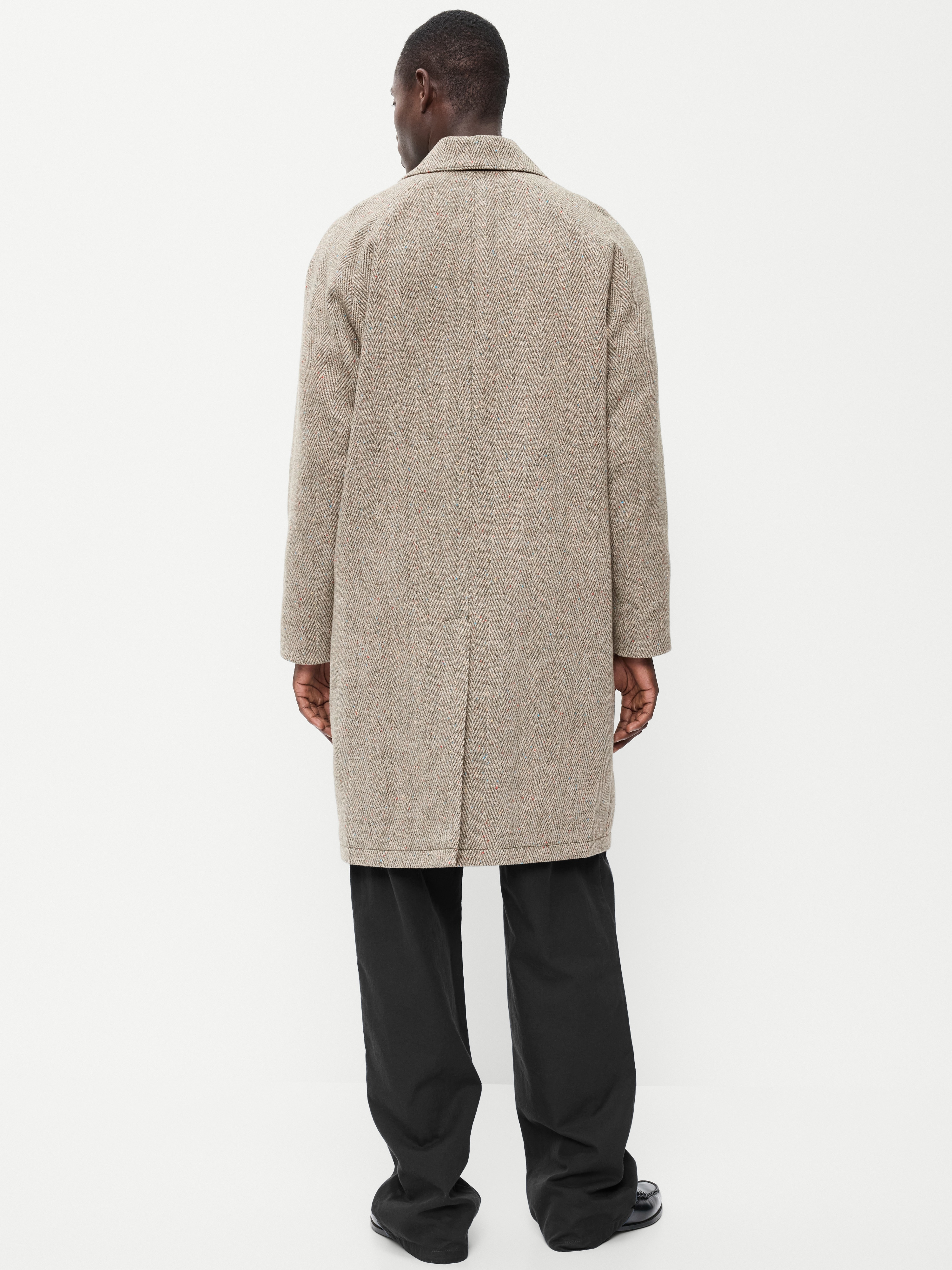 Relaxed Houndstooth Topcoat - Gray Herringbone - 2