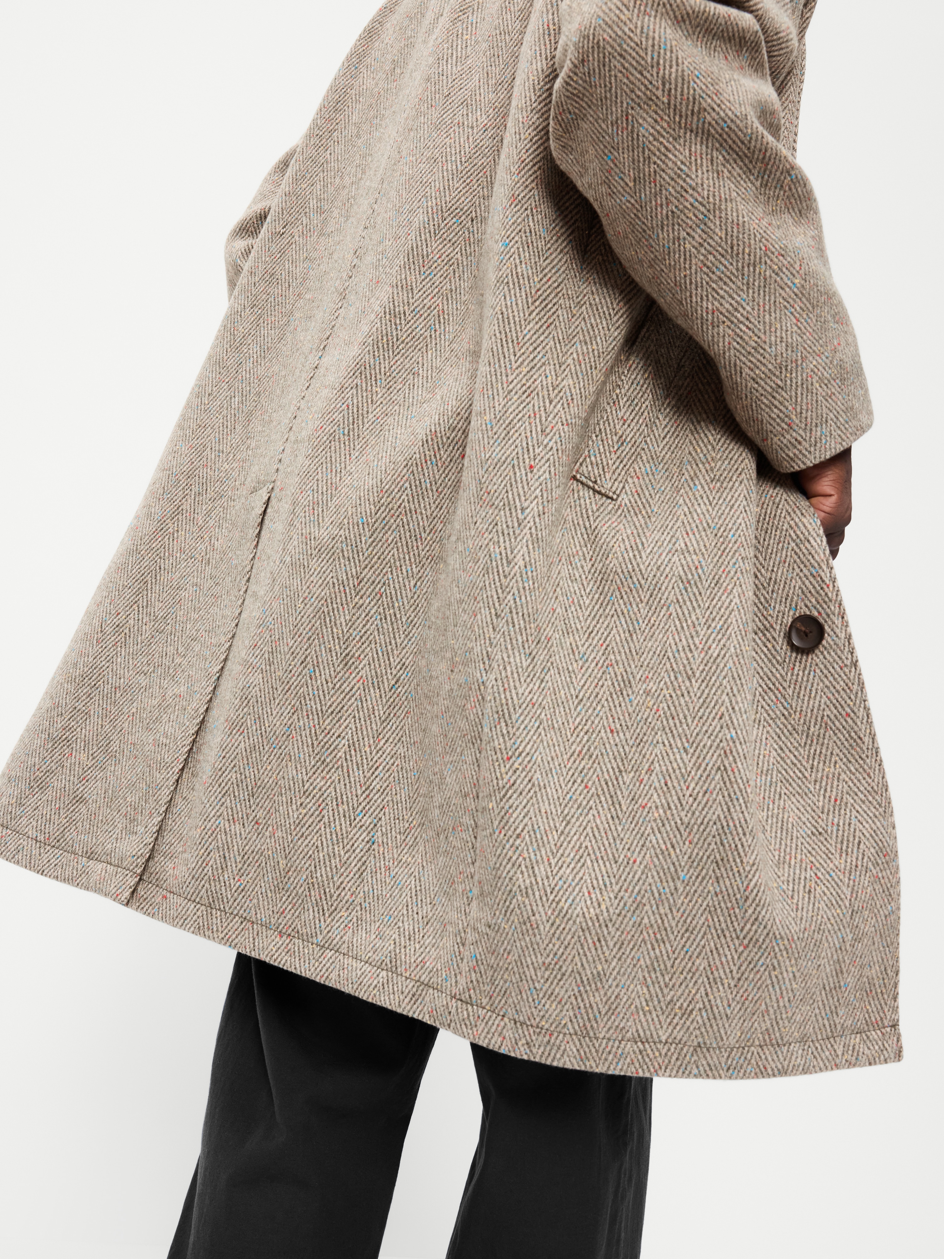 Relaxed Houndstooth Topcoat - Gray Herringbone - 6