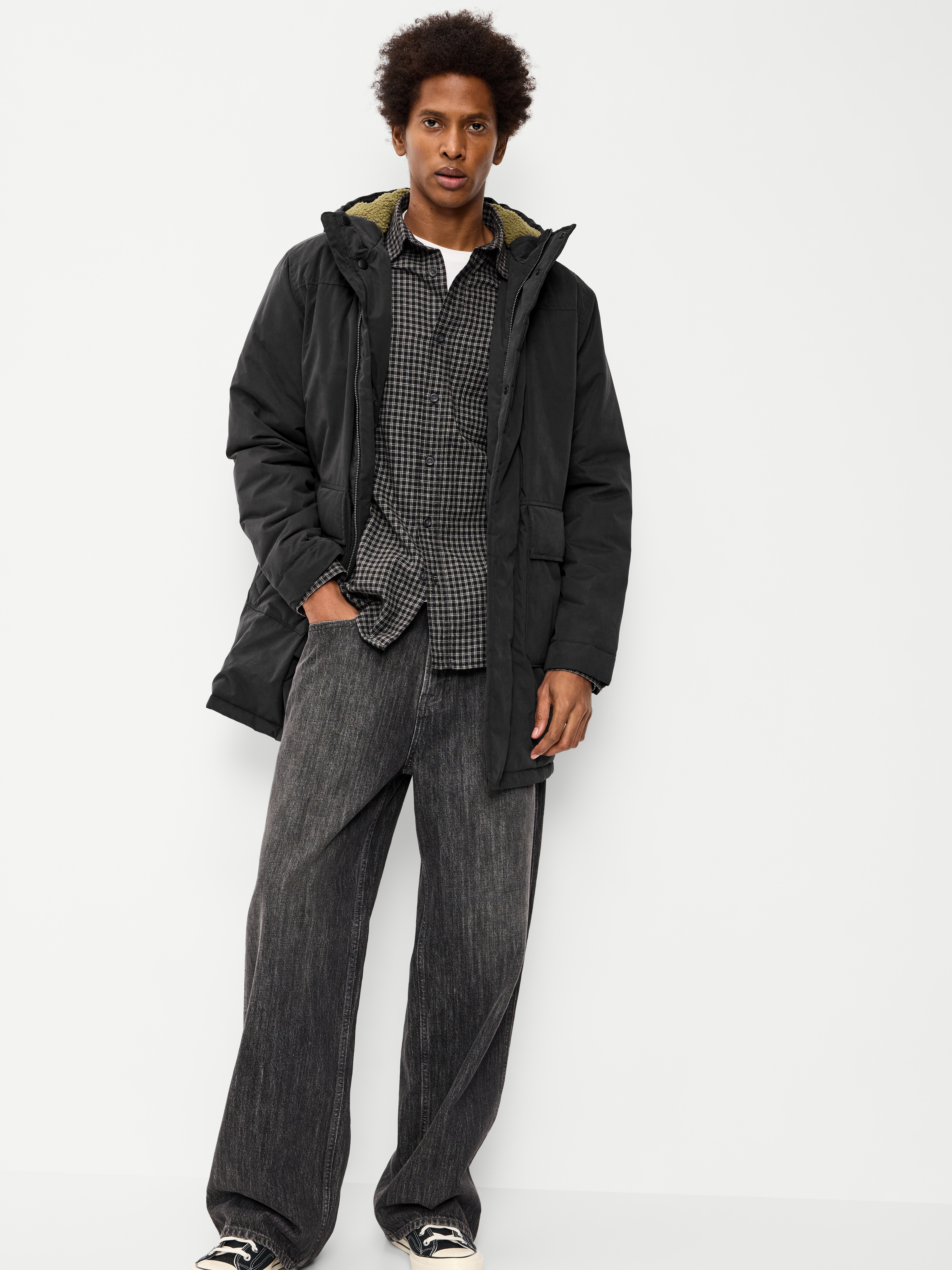 Water-Resistant Hooded Utility Parka - Black Jack - 3