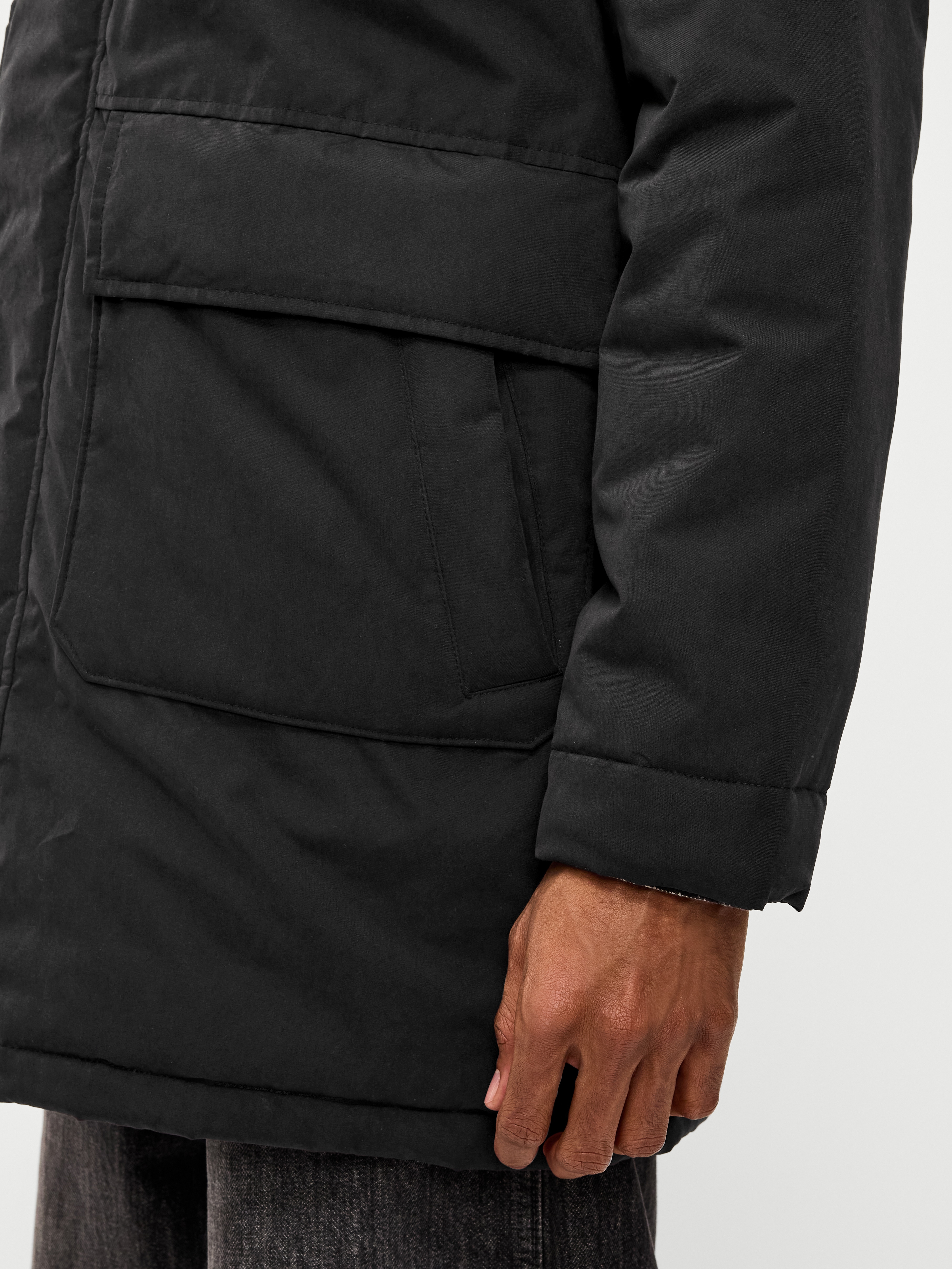Water-Resistant Hooded Utility Parka - Black Jack - 5