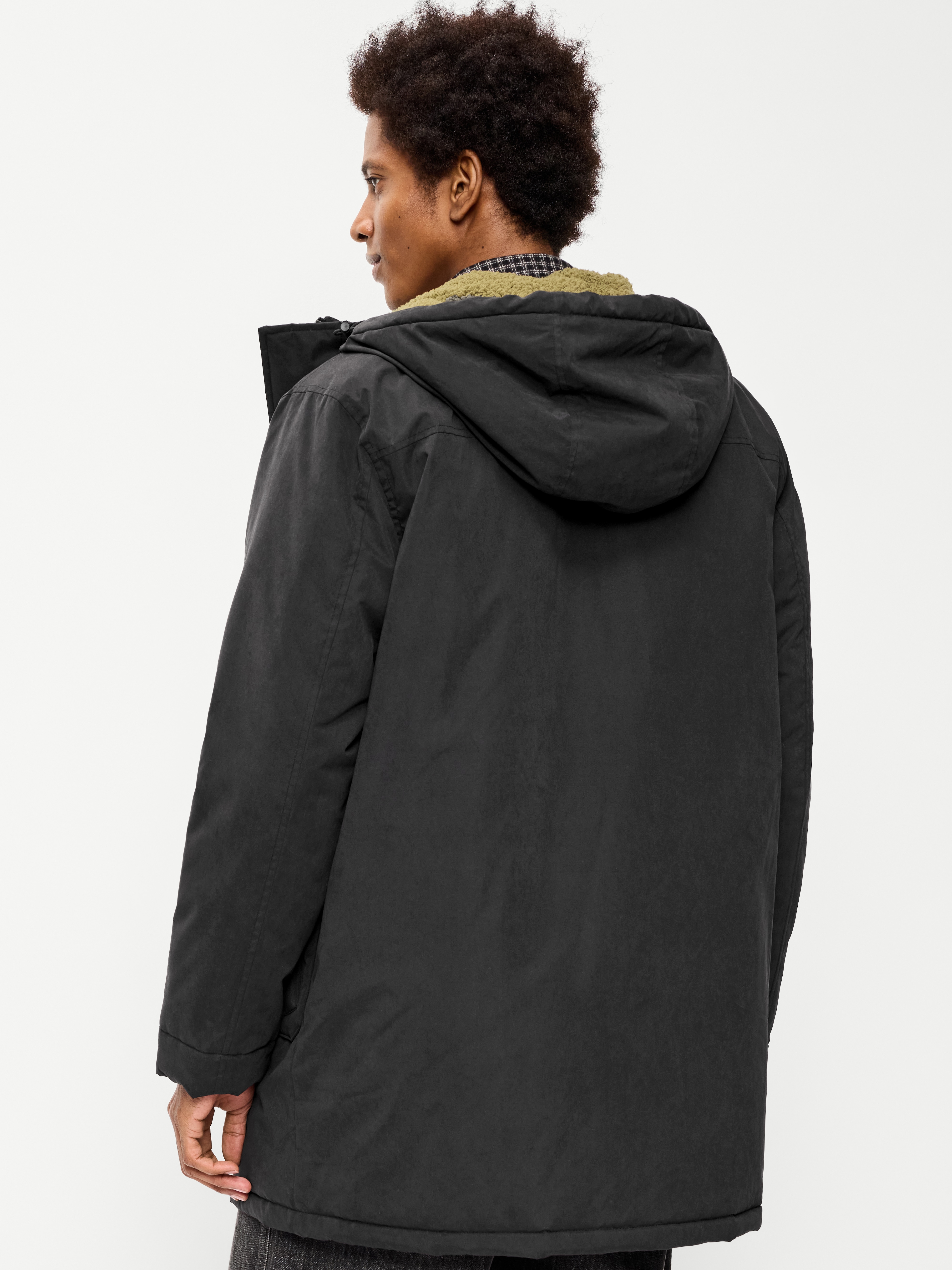 Water-Resistant Hooded Utility Parka - Black Jack - 2
