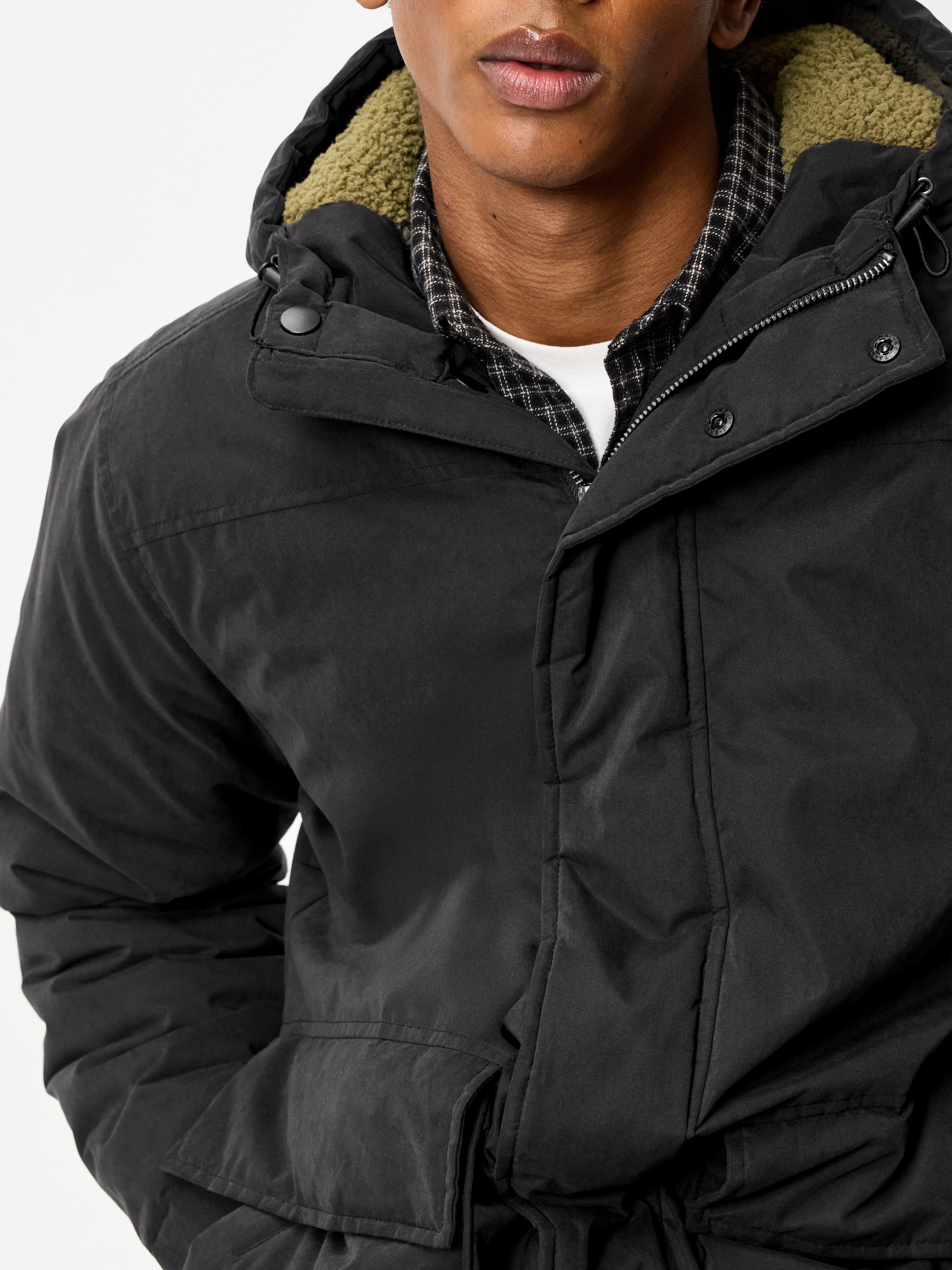 Water-Resistant Hooded Utility Parka - Black Jack - 6