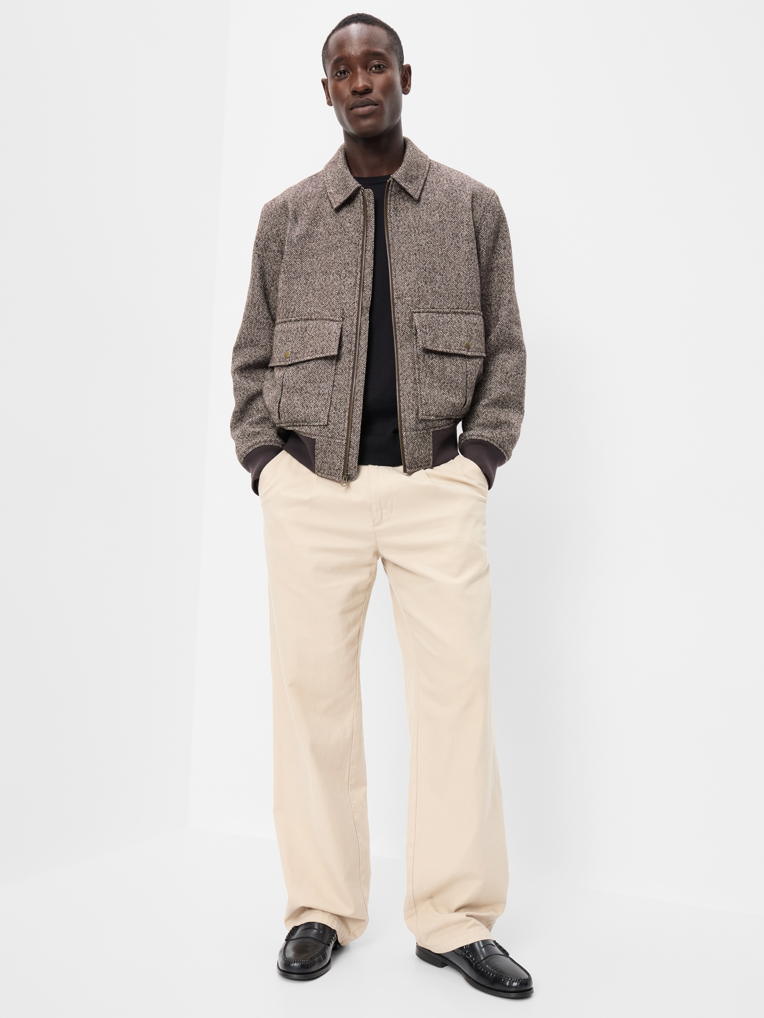 Wool-Blend Zip Bomber Jacket - Coffee Grounds - 3