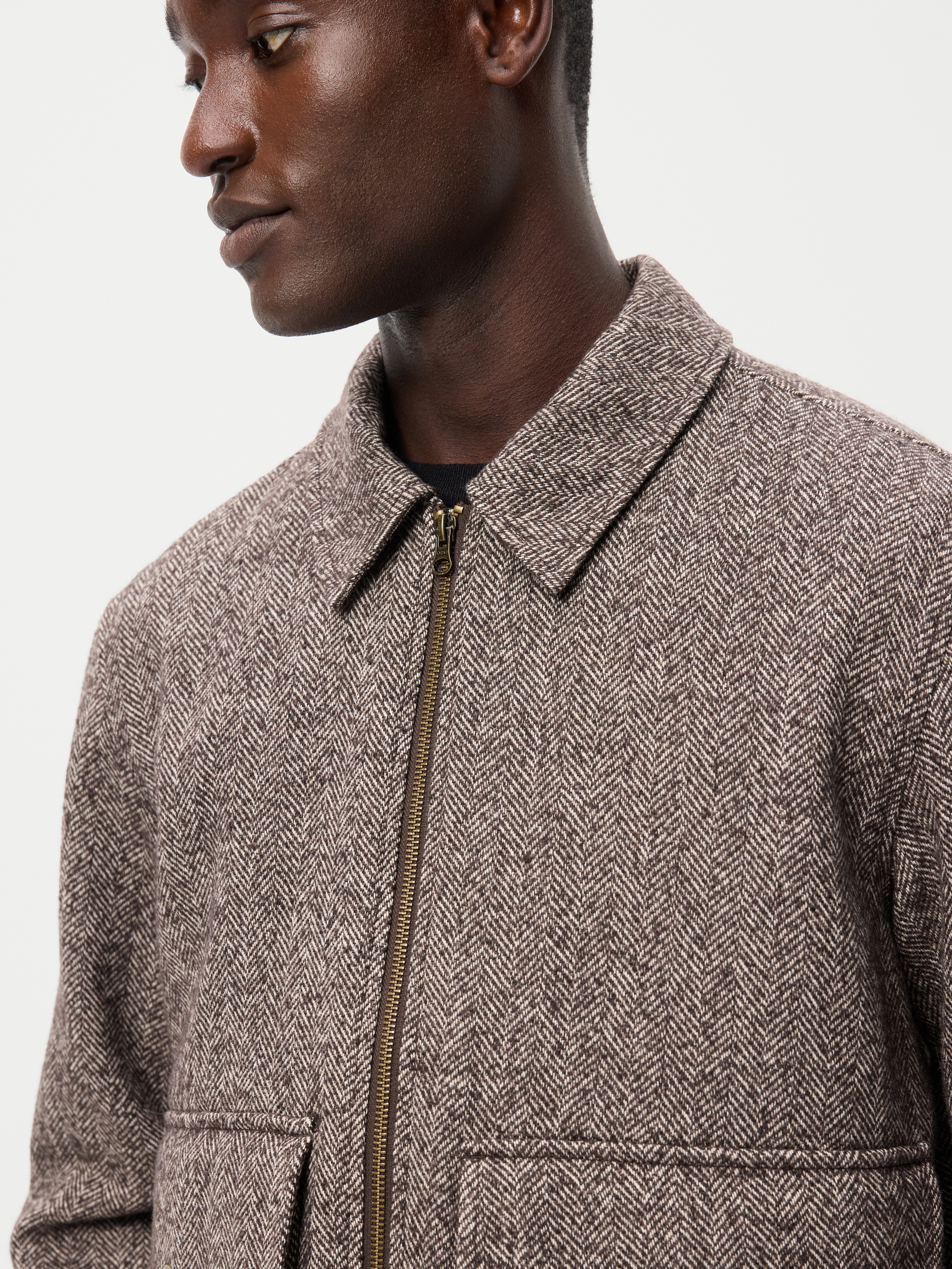 Wool-Blend Zip Bomber Jacket - Coffee Grounds - 4