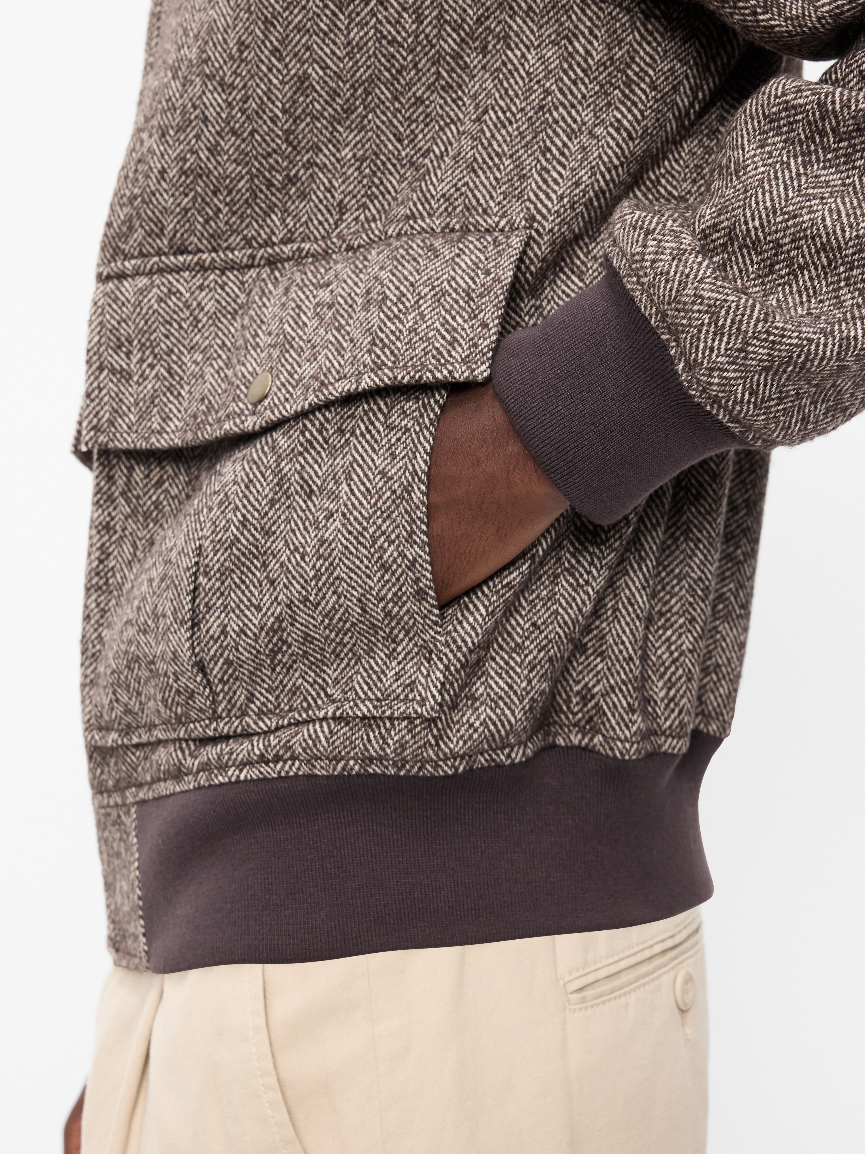 Wool-Blend Zip Bomber Jacket - Coffee Grounds - 5