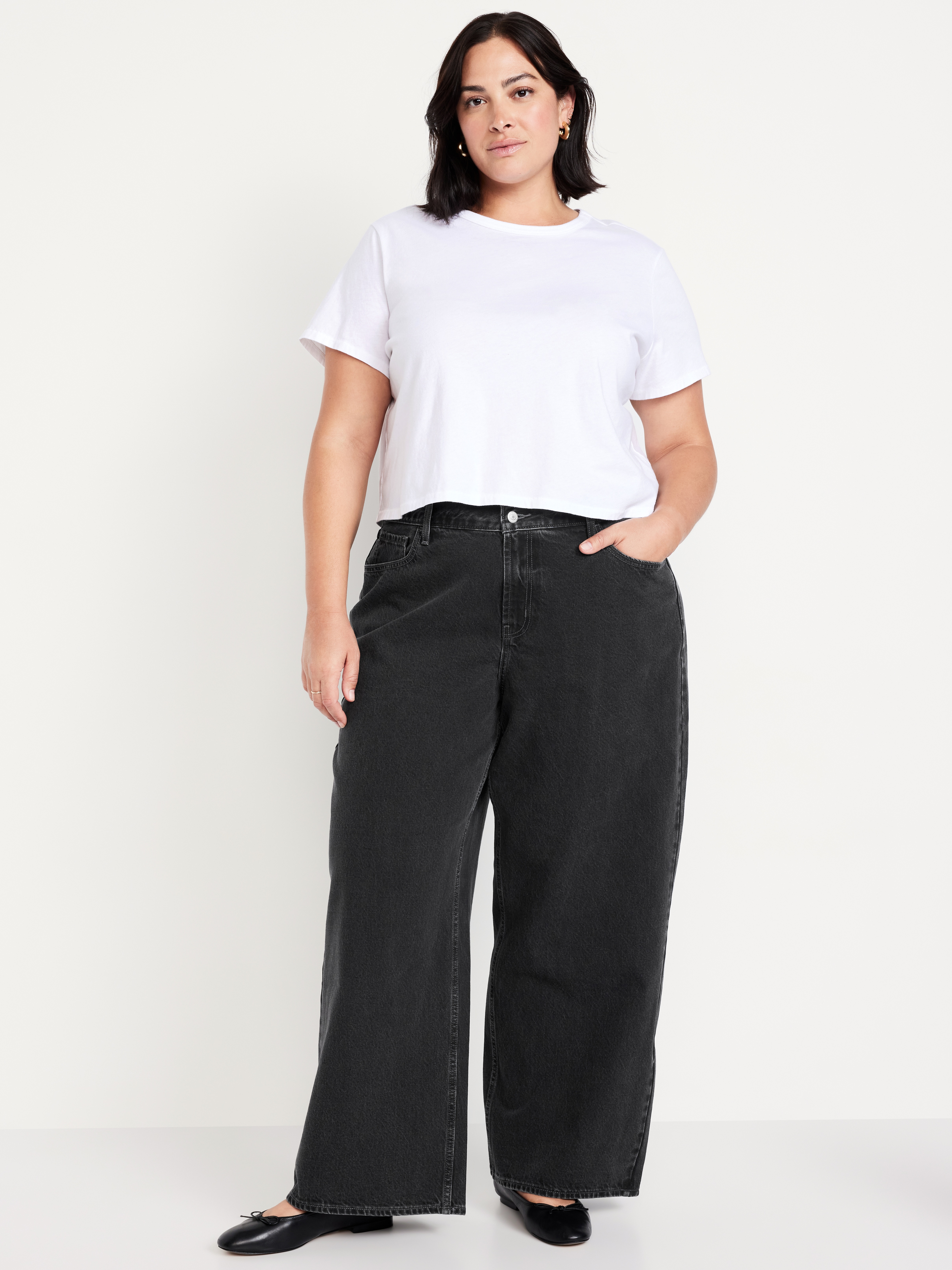Mid-Rise Wow Baggy Wide-Leg Jeans - Licorice - 9