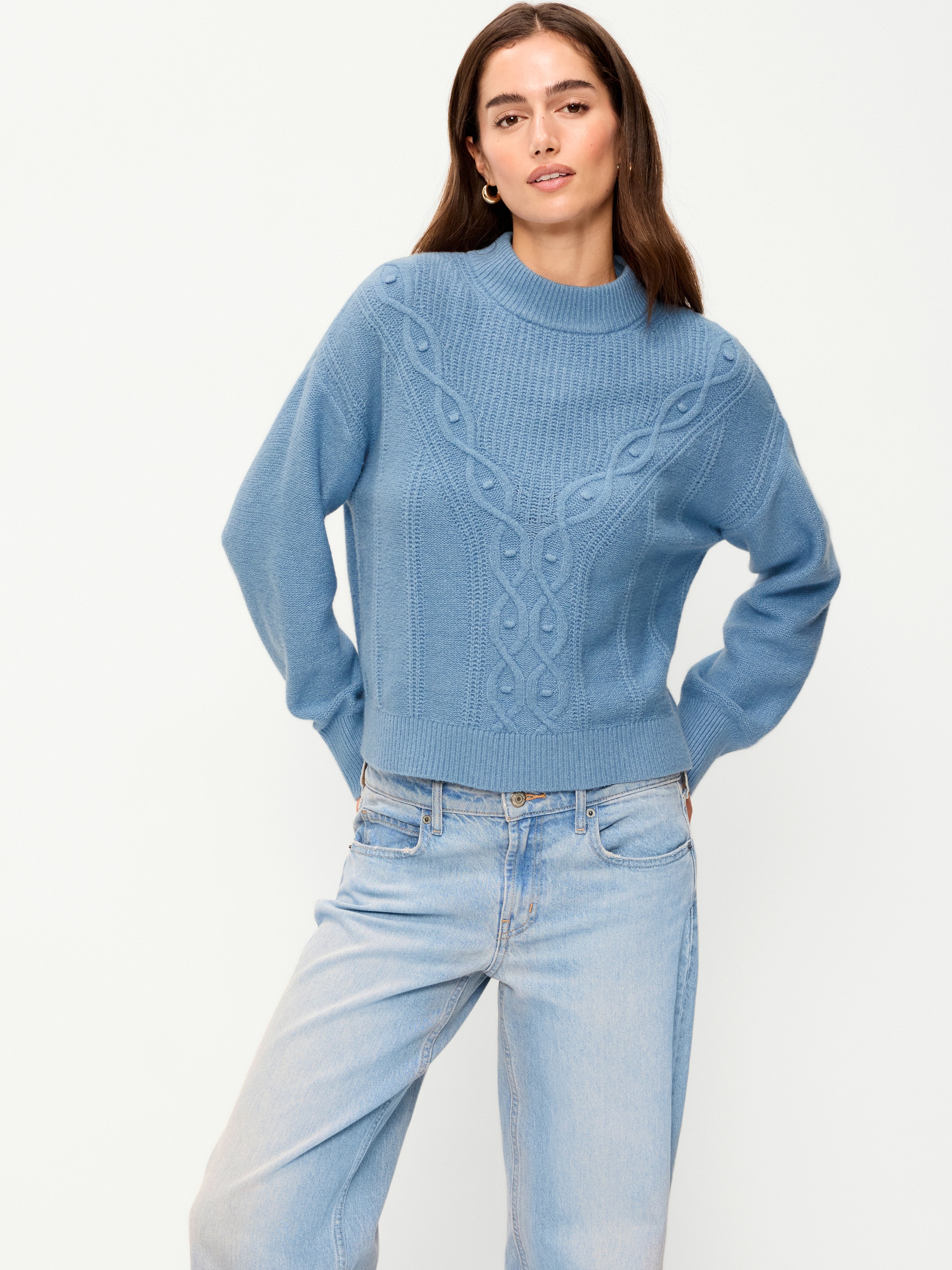 SoSoft Crew-Neck Cable Knit Sweater - Naturalist Blue - 3