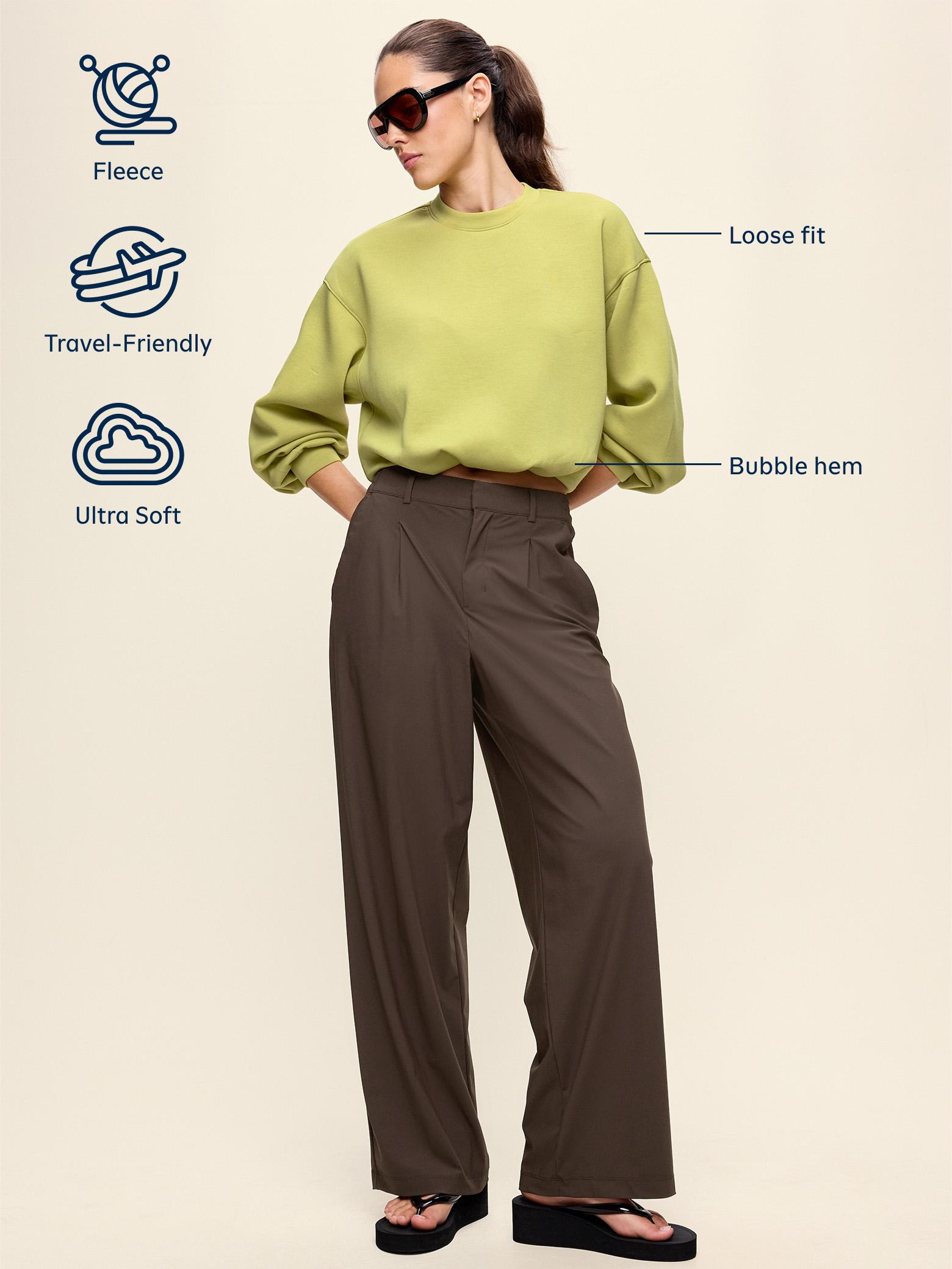 Bounce Fleece Bubble-Hem Sweatshirt - Oatmeal Heather - 9