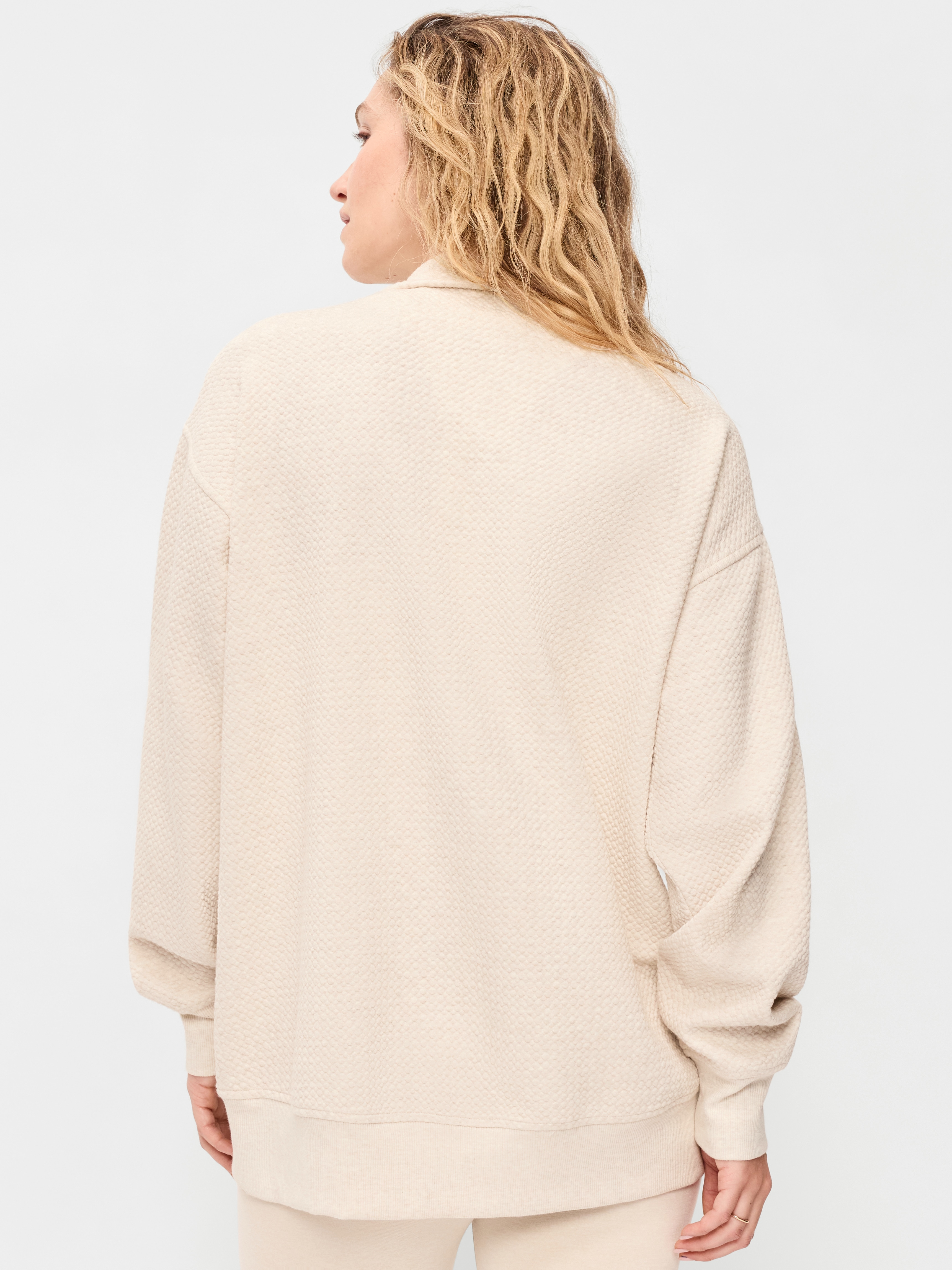 Dynamic Fleece Half-Zip Tunic Sweatshirt - Oatmeal Heather - 2