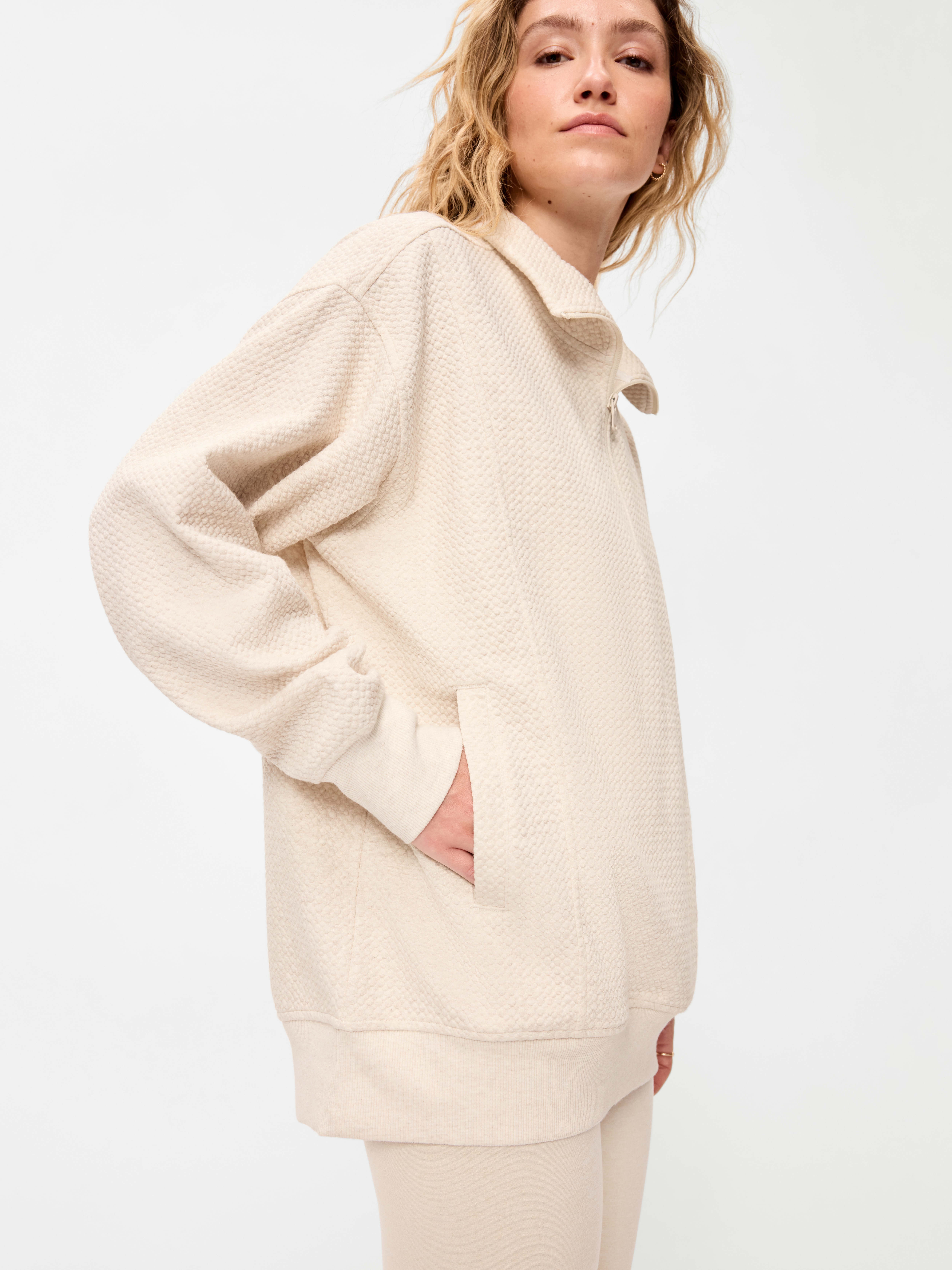 Dynamic Fleece Half-Zip Tunic Sweatshirt - Oatmeal Heather - 4