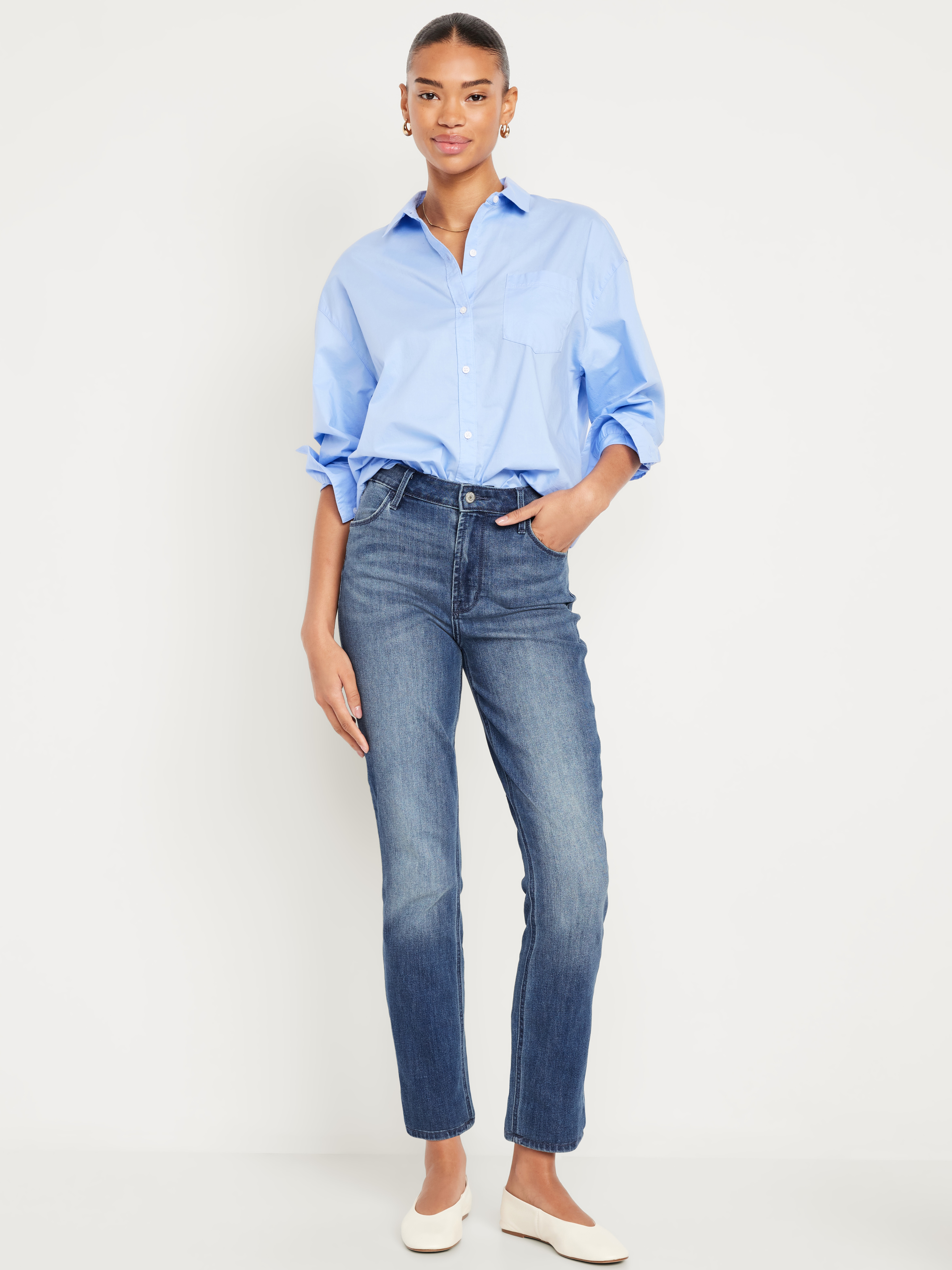 High-Waisted Wow Straight Ankle Jeans - Medium Wash - 9