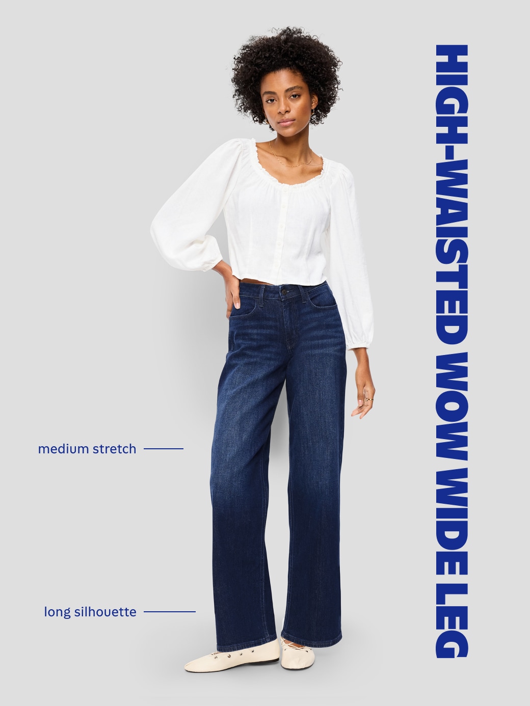 High-Waisted Wow Wide-Leg Jeans - Dark Wash - 8