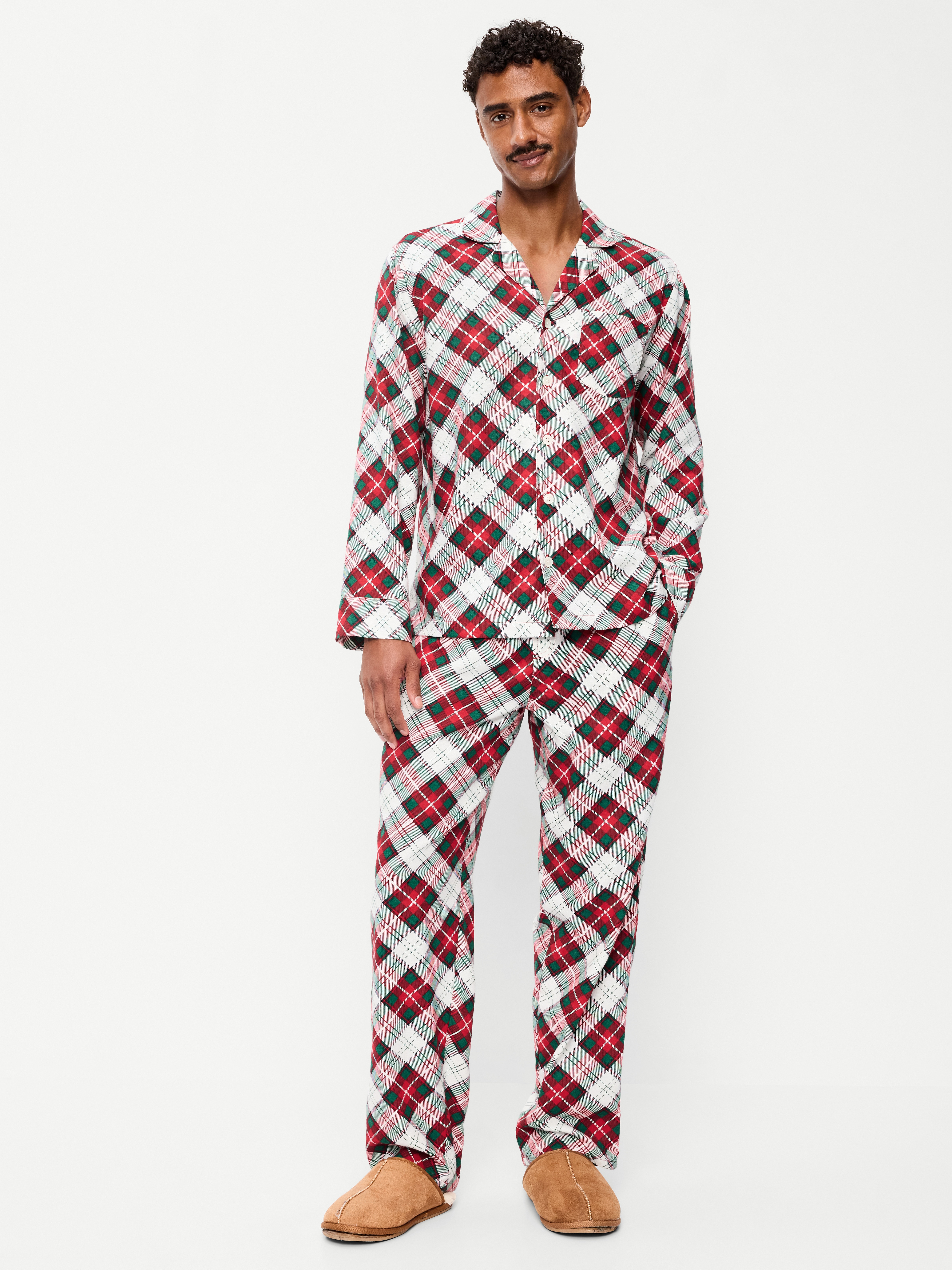 Flannel Pajama Pant Set for Men - White Plaid (Match the Fam!) - 1