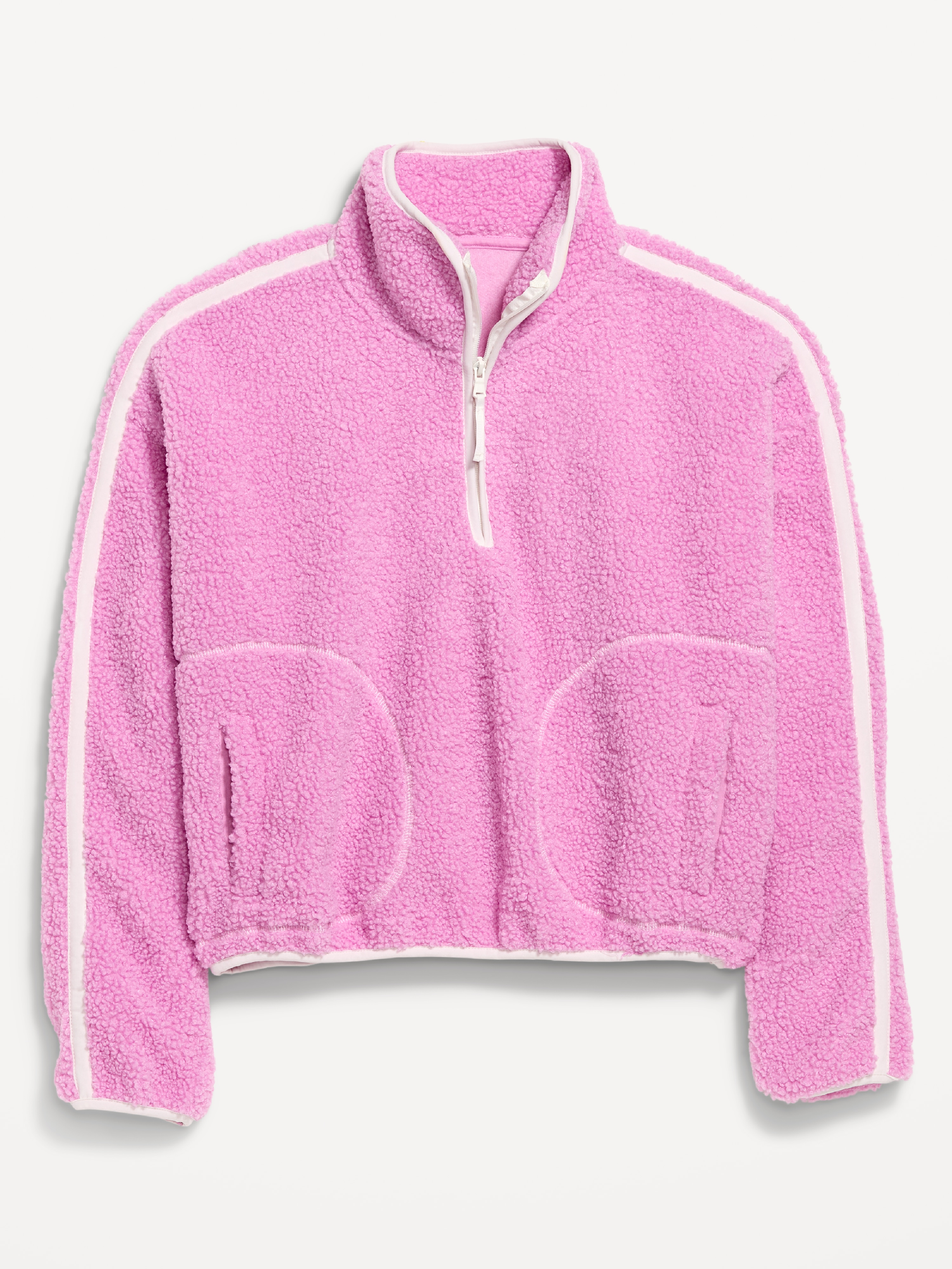 Loose Sherpa Quarter-Zip Pullover - Orchid - 9