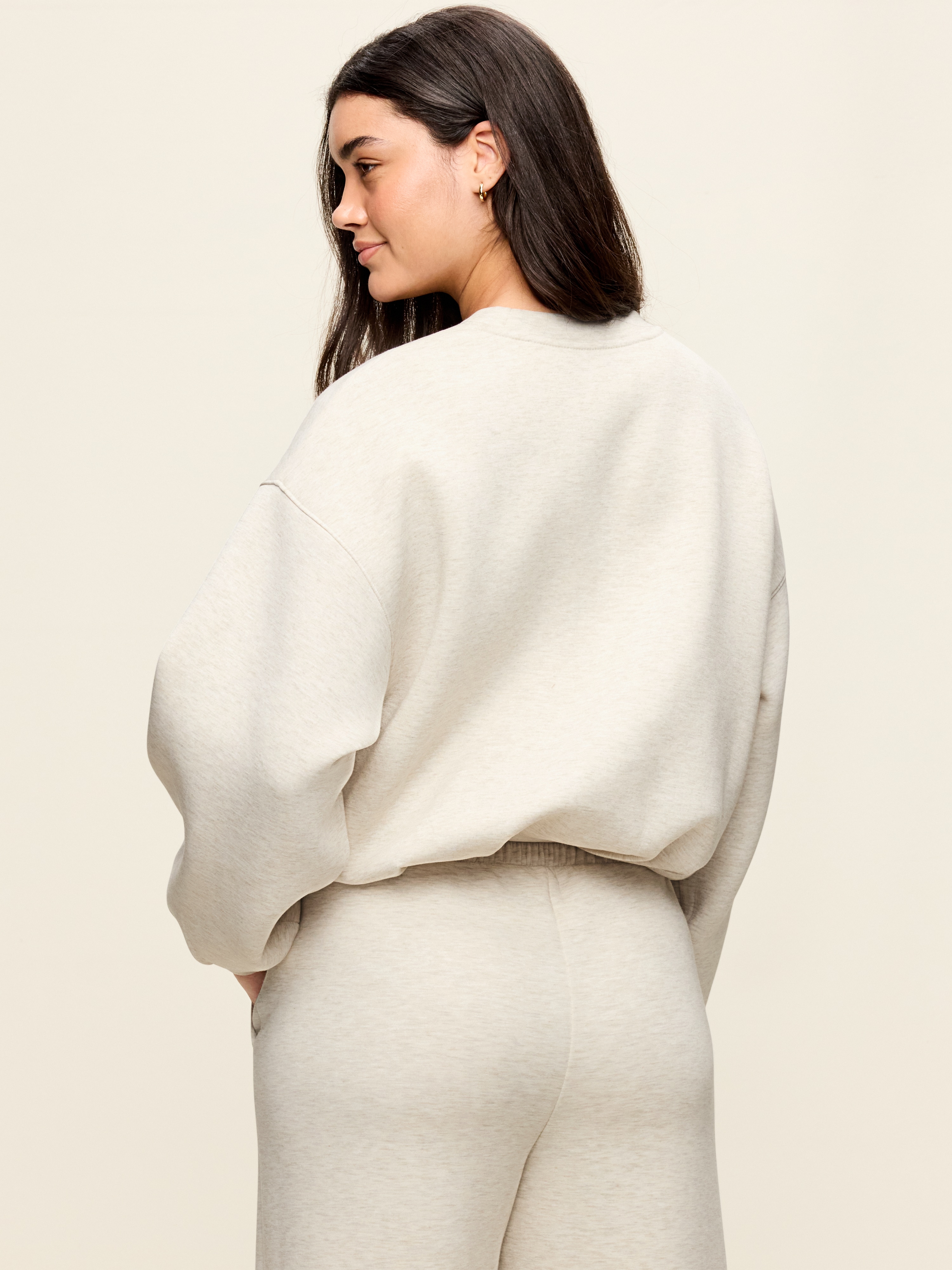 Bounce Fleece Bubble-Hem Sweatshirt - Oatmeal Heather - 5