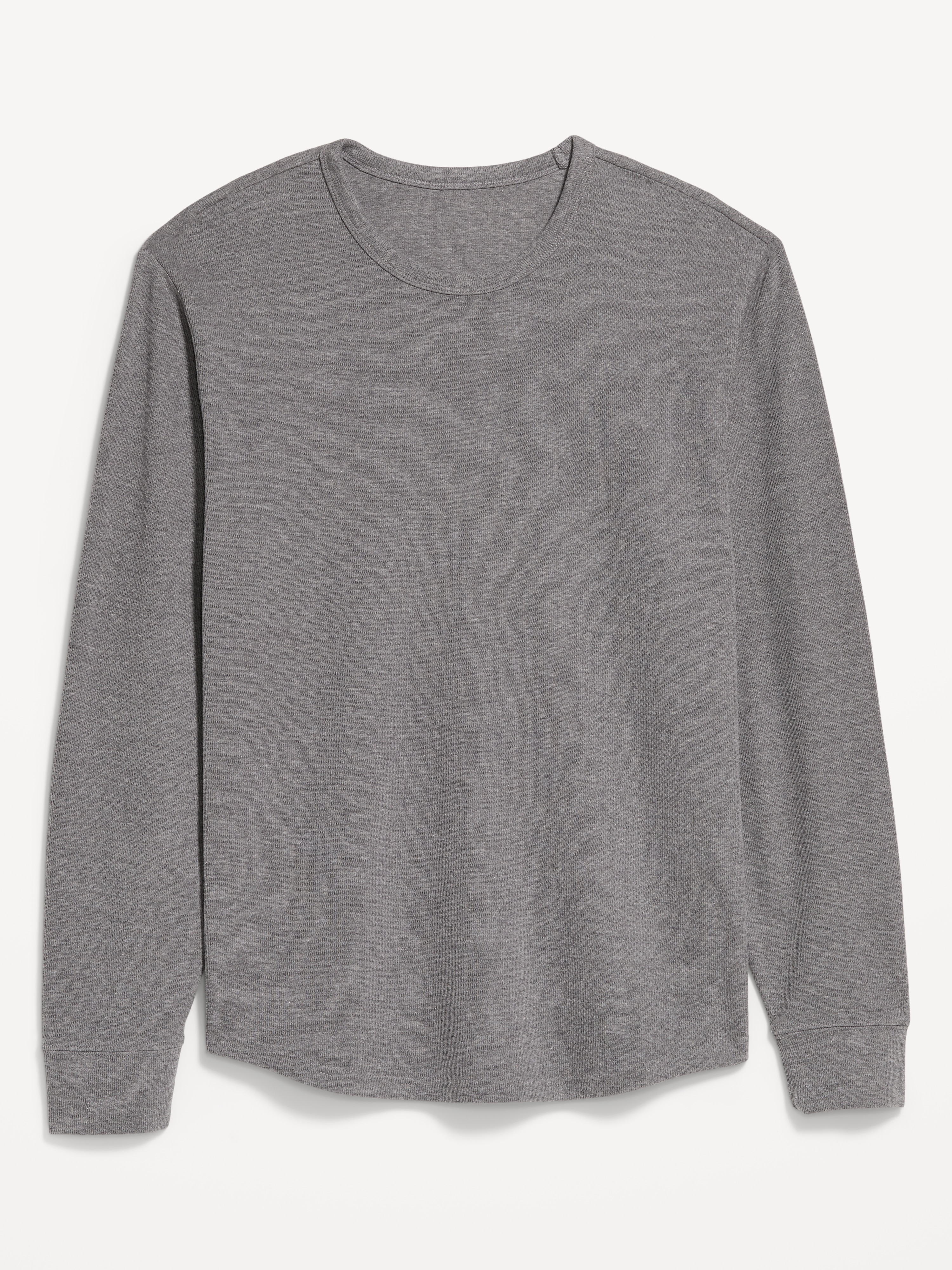 Long-Sleeve Ribbed T-Shirt - Charcoal - 1