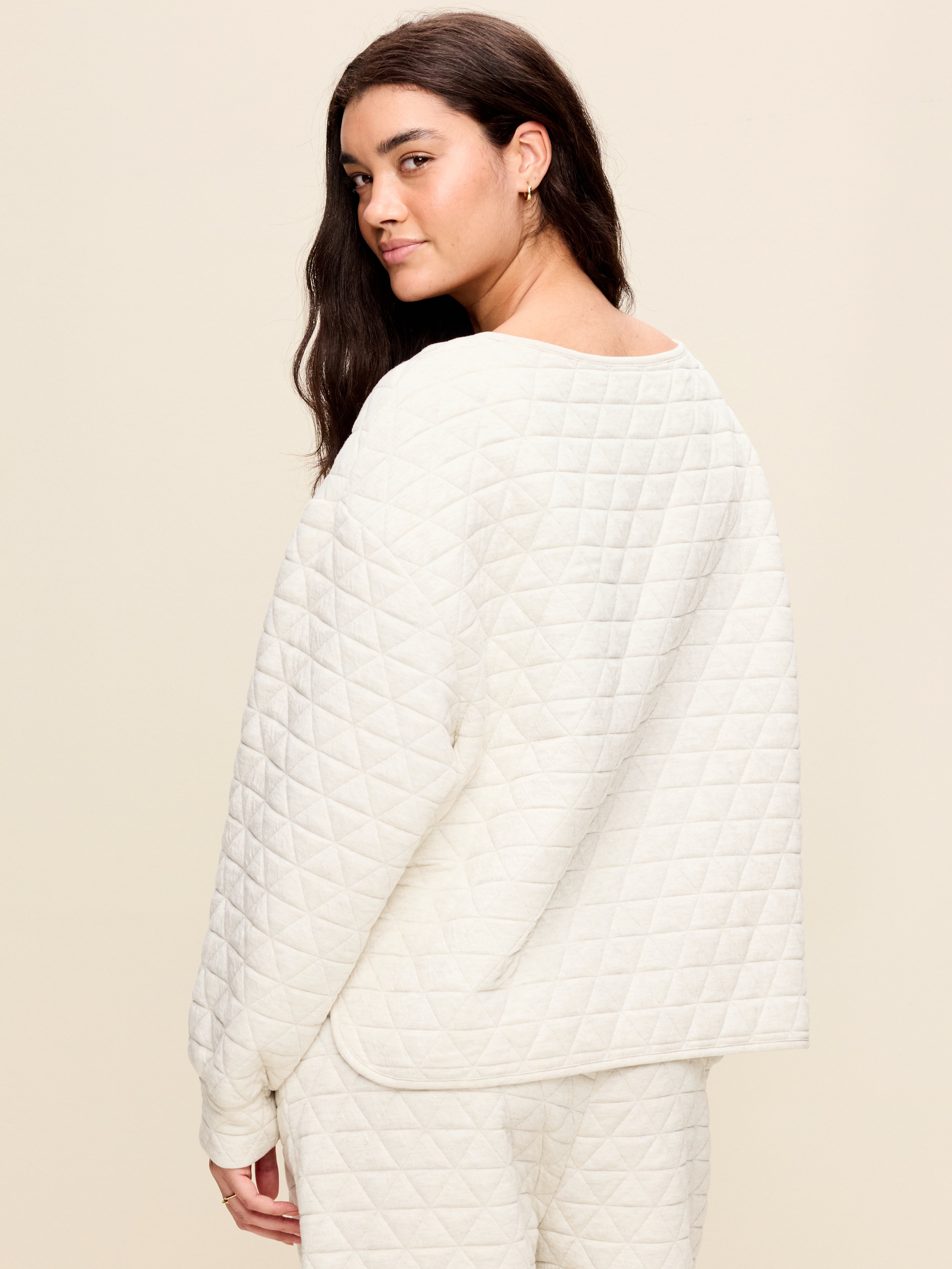 Quilted Bounce Fleece Boatneck Sweatshirt - Oatmeal Heather - 5