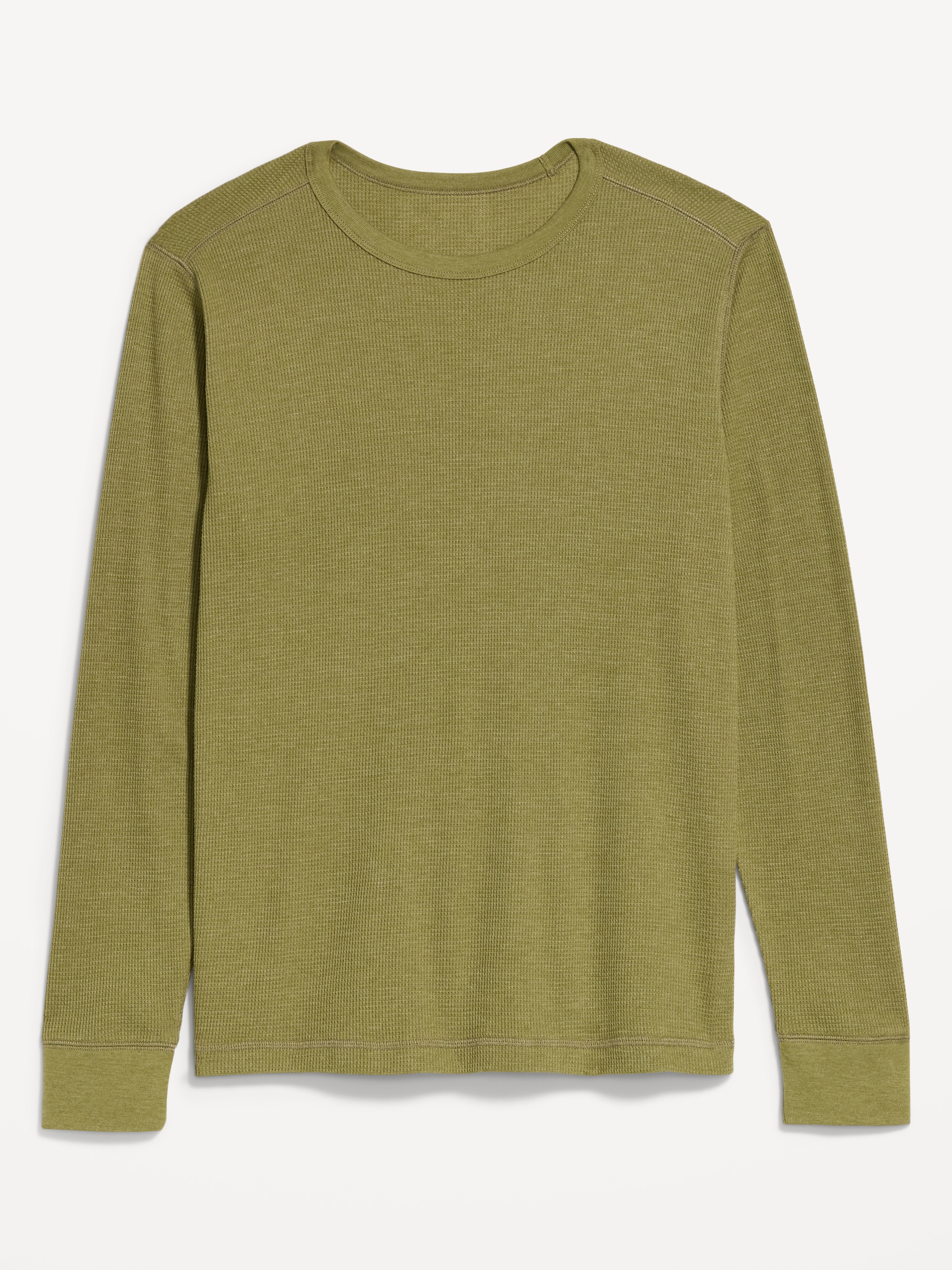 Crew-Neck Waffle T-Shirt - Mossed Bark - 1