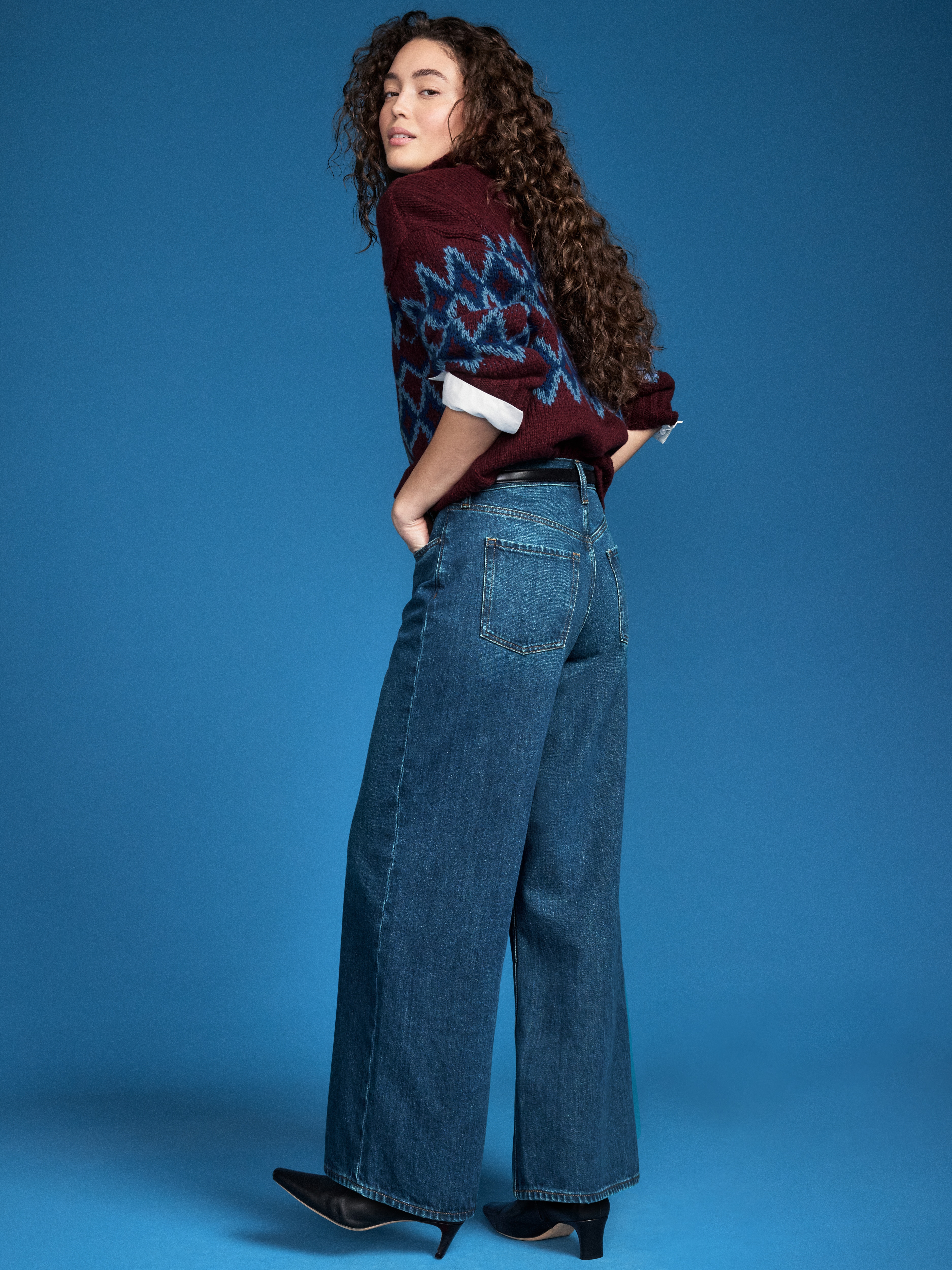 Old Navy x Altuzarra High-Waisted Baggy Wide-Leg Jeans - Indigo - 3