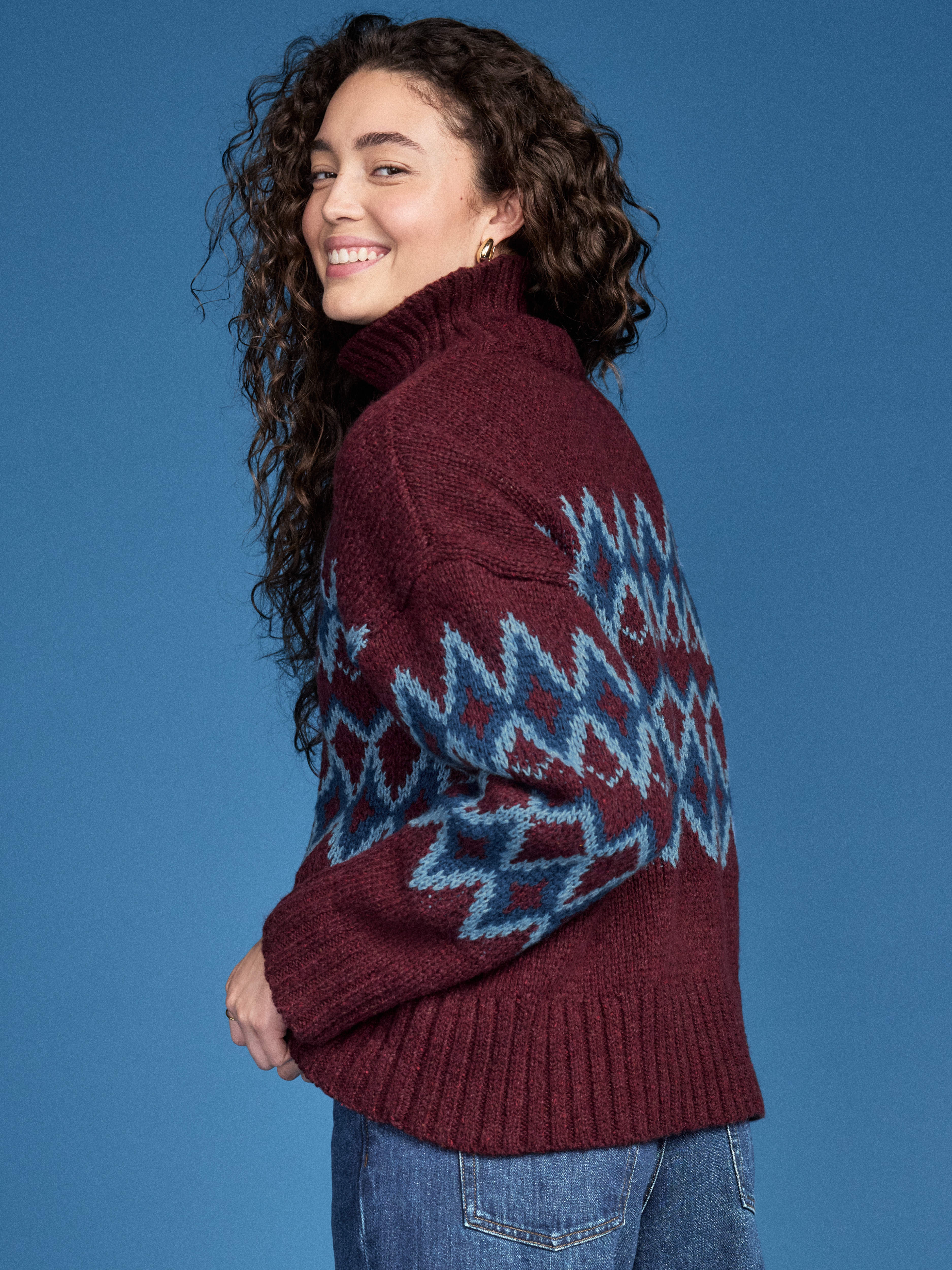 Old Navy x Altuzarra Fair Isle Mock-Neck Sweater - Red Lacquer - 2