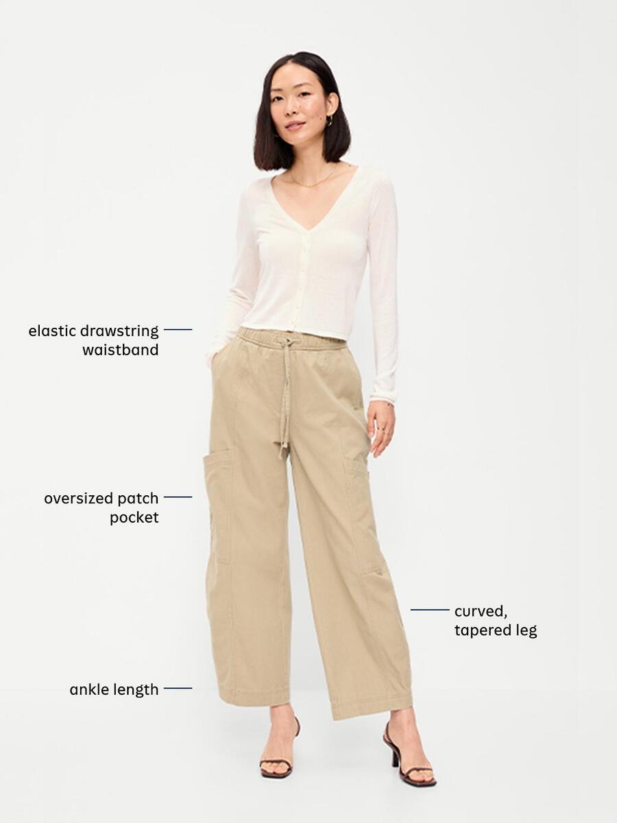 Mid-Rise Barrel-Leg Utility Pants - Dark Wash - 9