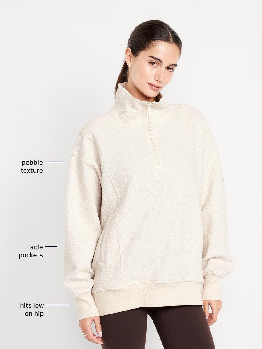 Dynamic Fleece Half-Zip Tunic Sweatshirt - Oatmeal Heather - 5