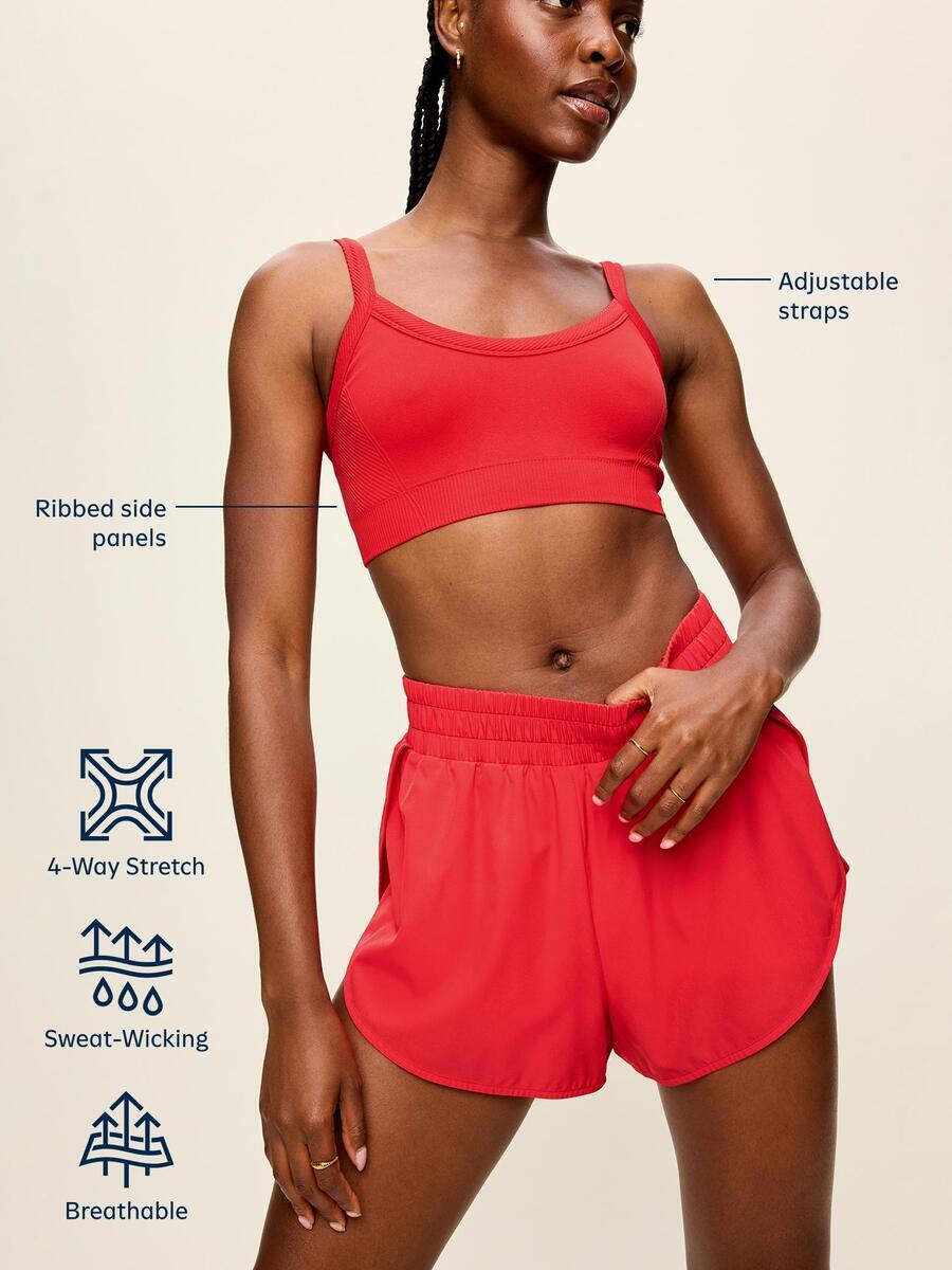 Light Support Fluid Seamless Ribbed Sports Bra - Wish Bone - 10