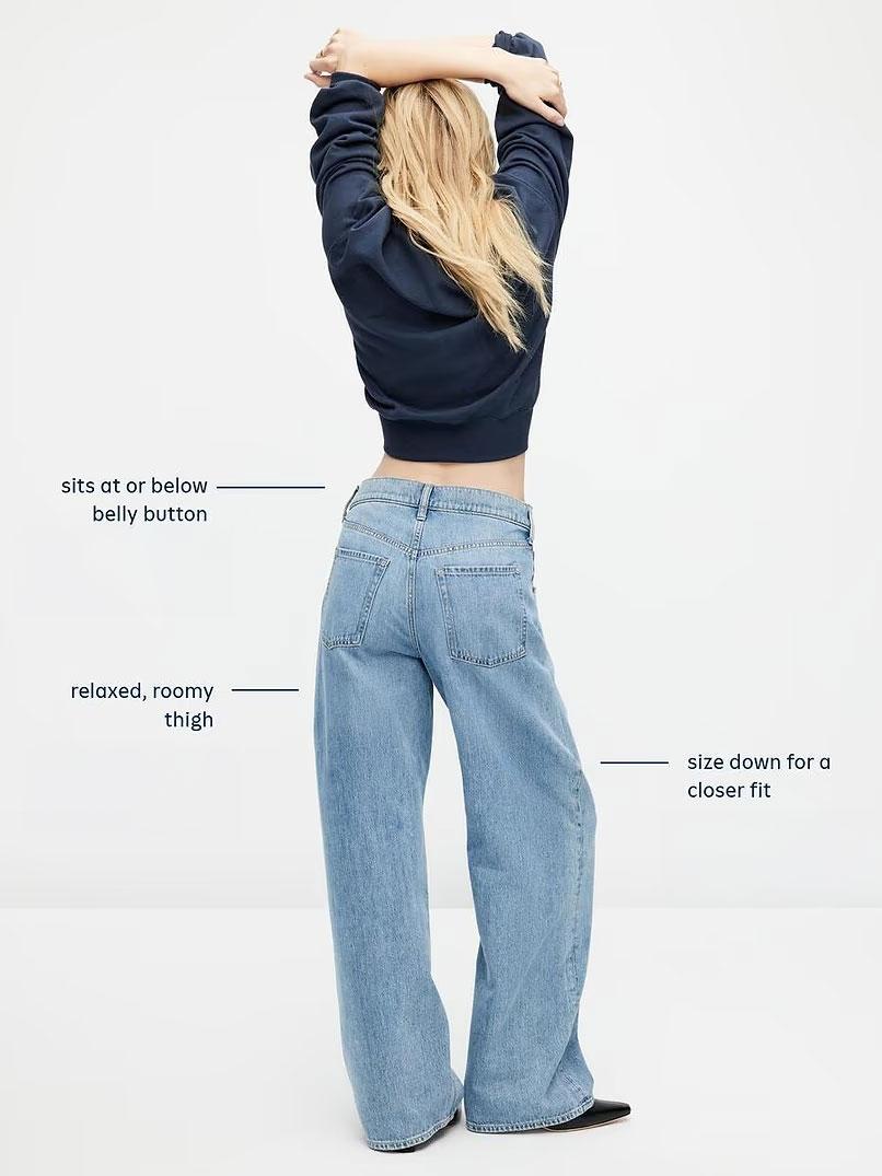 Low-Rise Baggy Wide-Leg Jeans - Amber Black - 10
