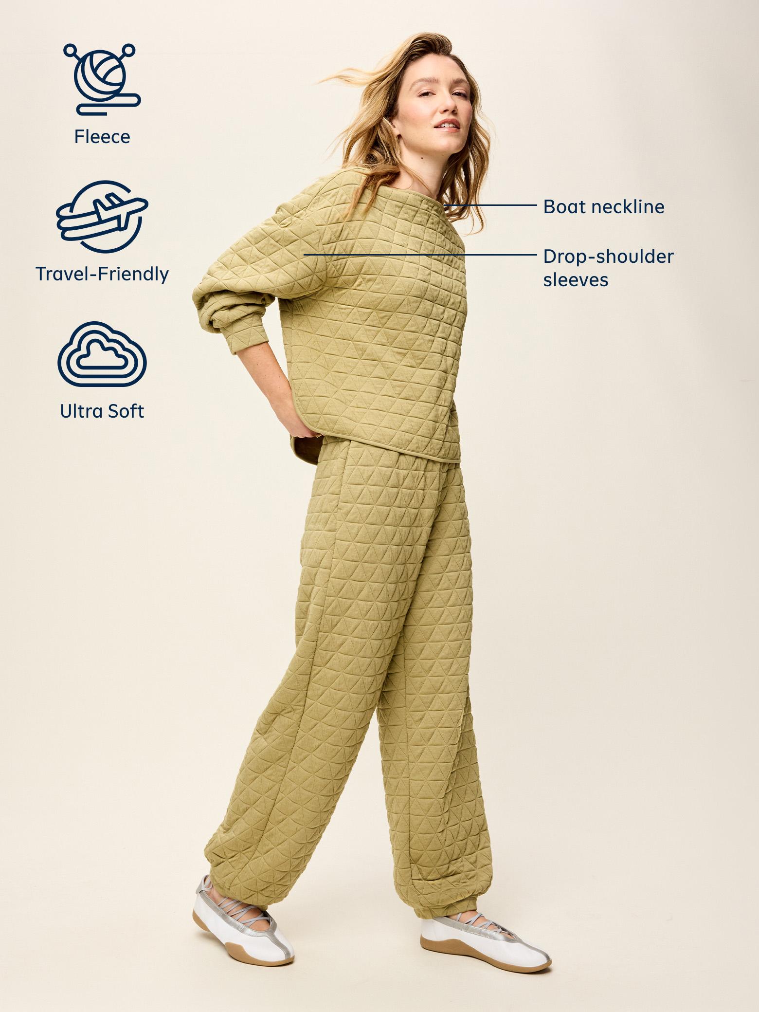 Quilted Bounce Fleece Boatneck Sweatshirt - Mockingbird - 10