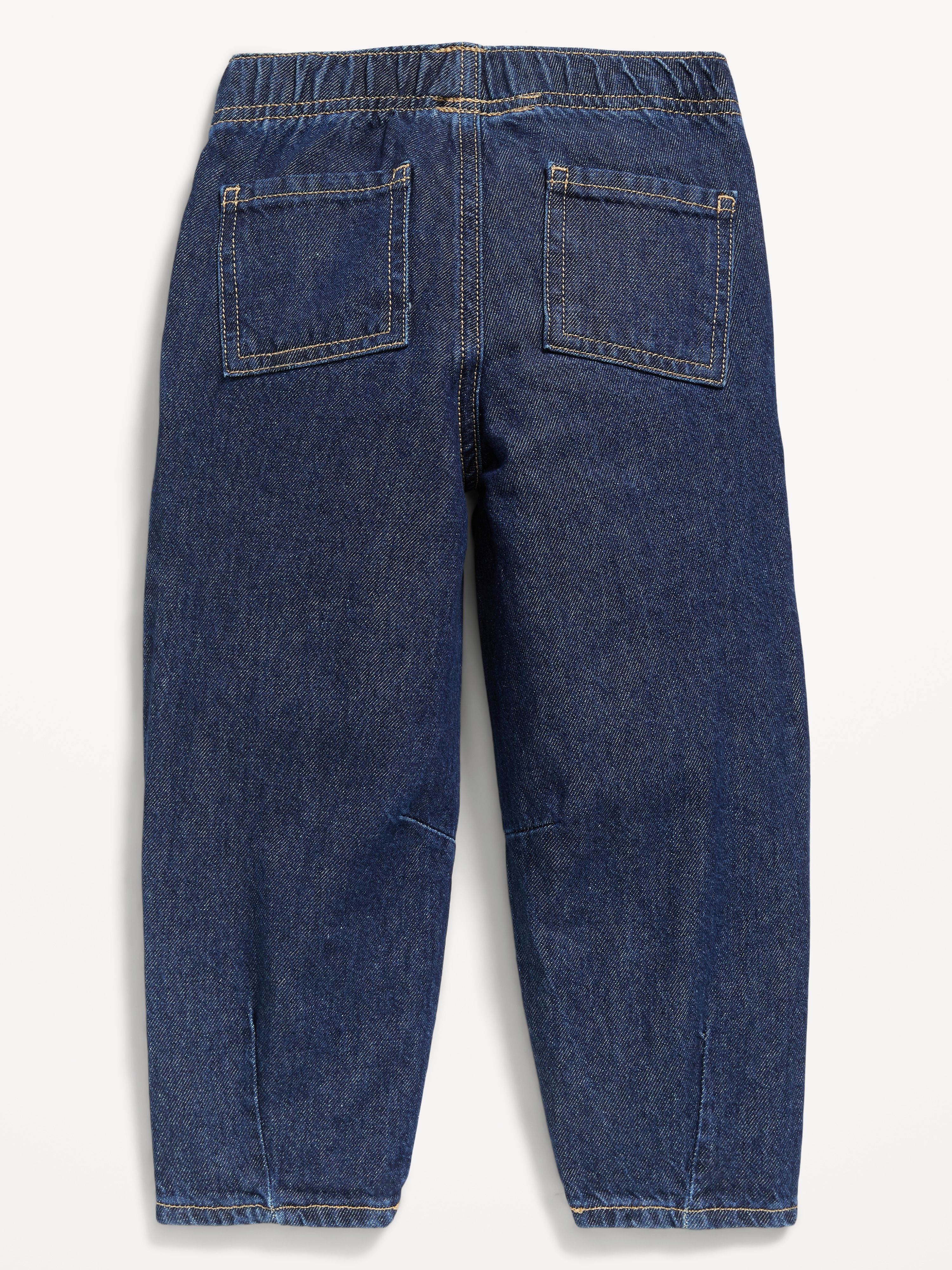 Pull-On Baggy Barrel-Leg Jeans for Toddler Girls - Dark Wash - 2