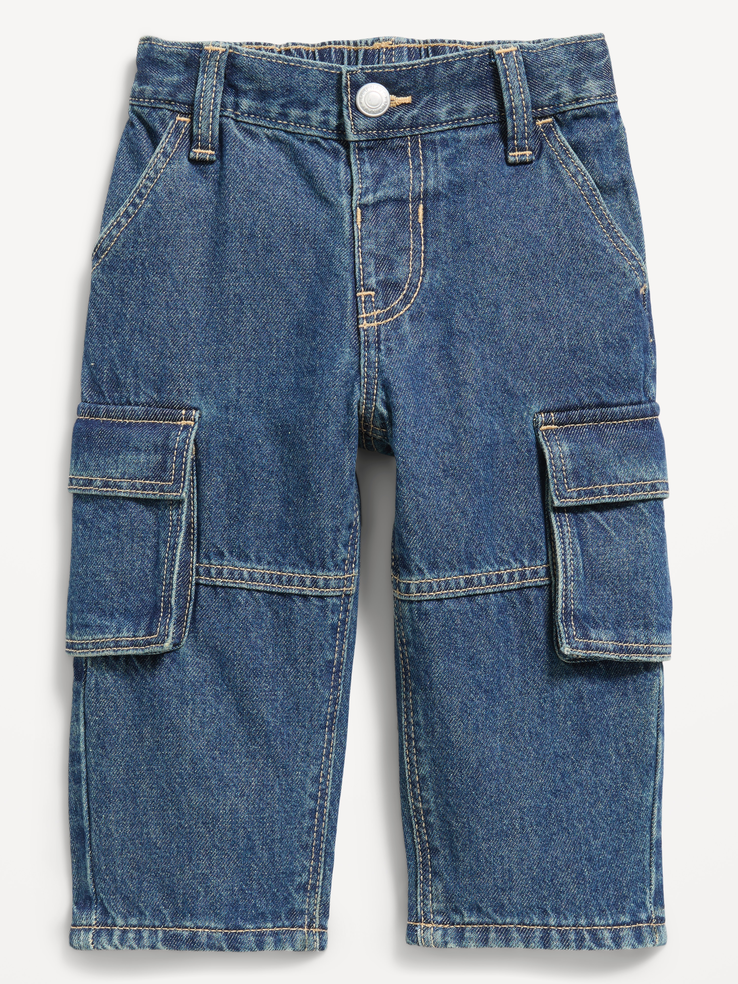 Super Baggy Barrel-Leg Cargo Jeans for Toddler Boys - Medium Wash - 3